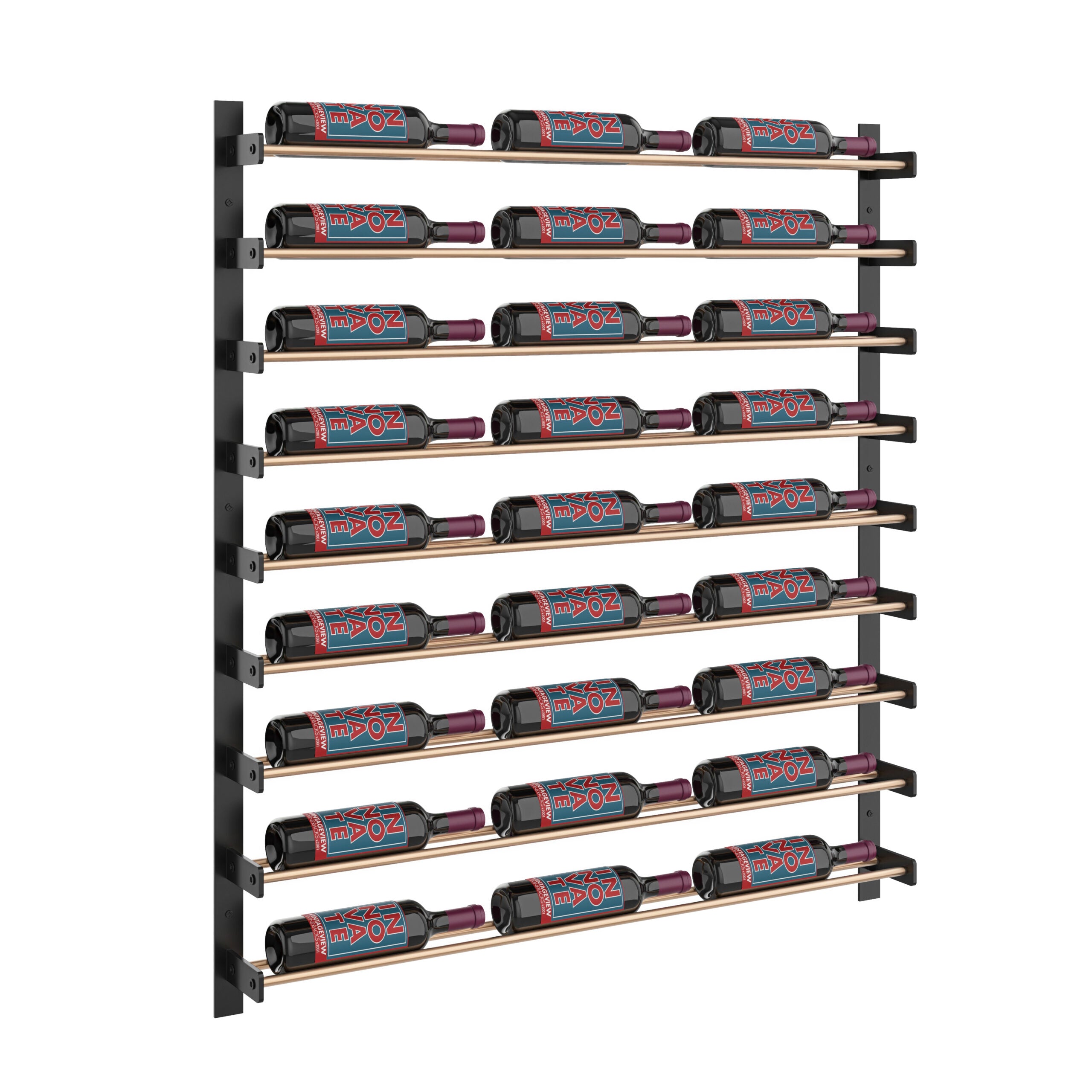 VintageView Evolution Wine Wall 45 3C Extension (wall mounted metal wine rack expansion pack) Matte Black Golden Bronze 27 Bottle Single