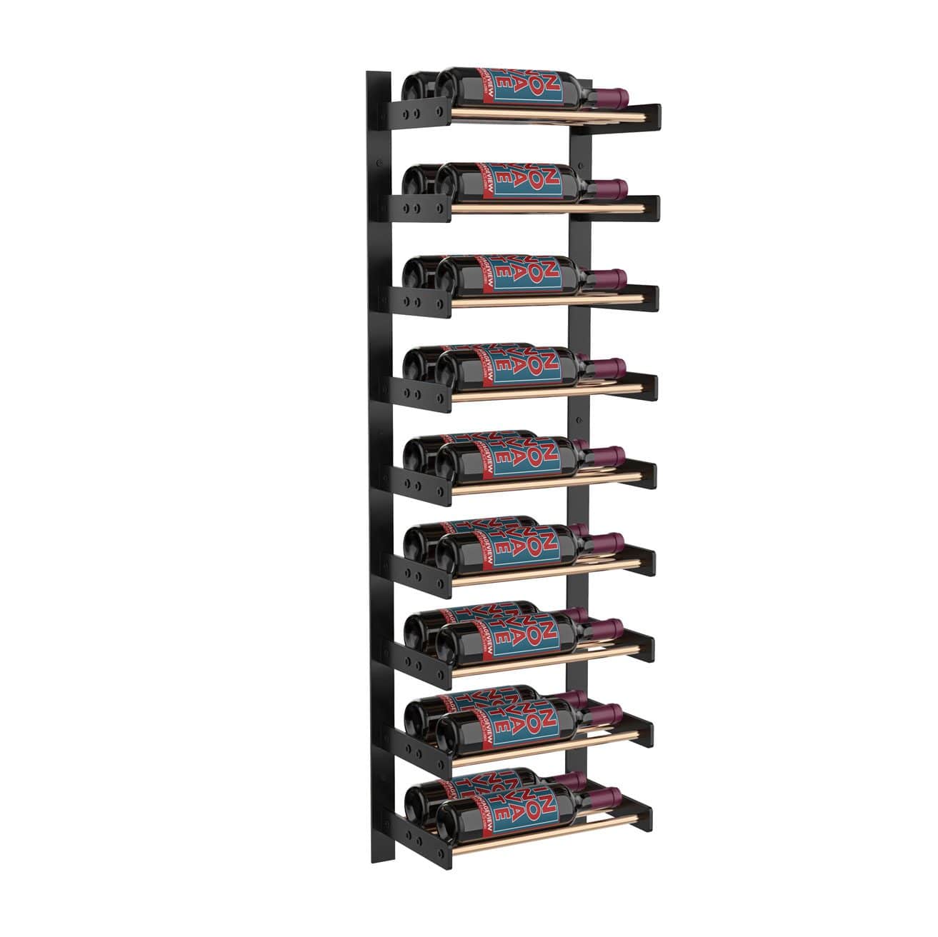 VintageView Evolution Wine Wall 45 1C (wall mounted metal wine rack) Golden Bronze Matte Black 18 Bottles Double