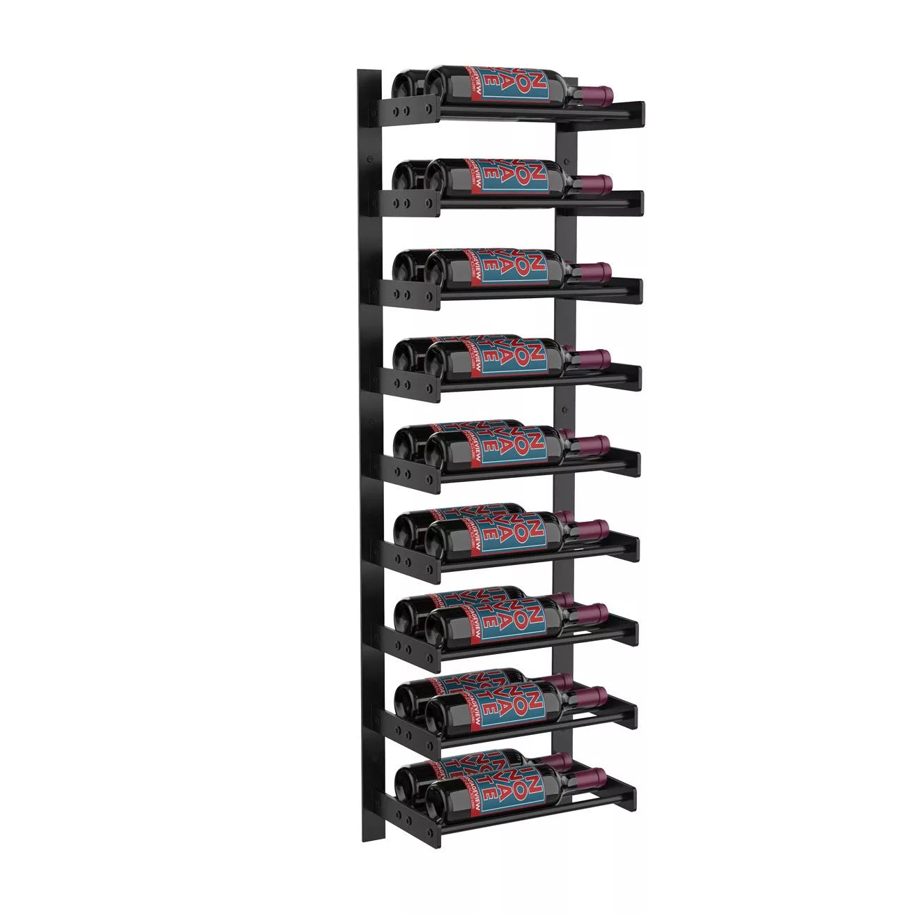 VintageView Evolution Wine Wall 45 1C (wall mounted metal wine rack) Matte Black 18 Bottles Double
