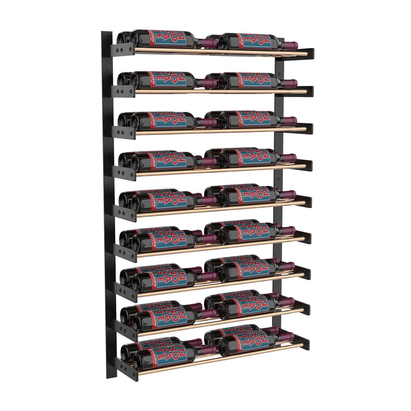 VintageView Evolution Wine Wall 45 2C (wall mounted metal wine rack) Matte Black Golden Bronze 36 Bottles Double