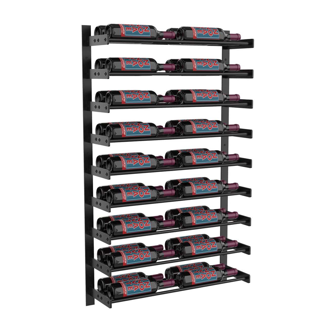 VintageView Evolution Wine Wall 45 2C (wall mounted metal wine rack) Matte Black 36 Bottles Double