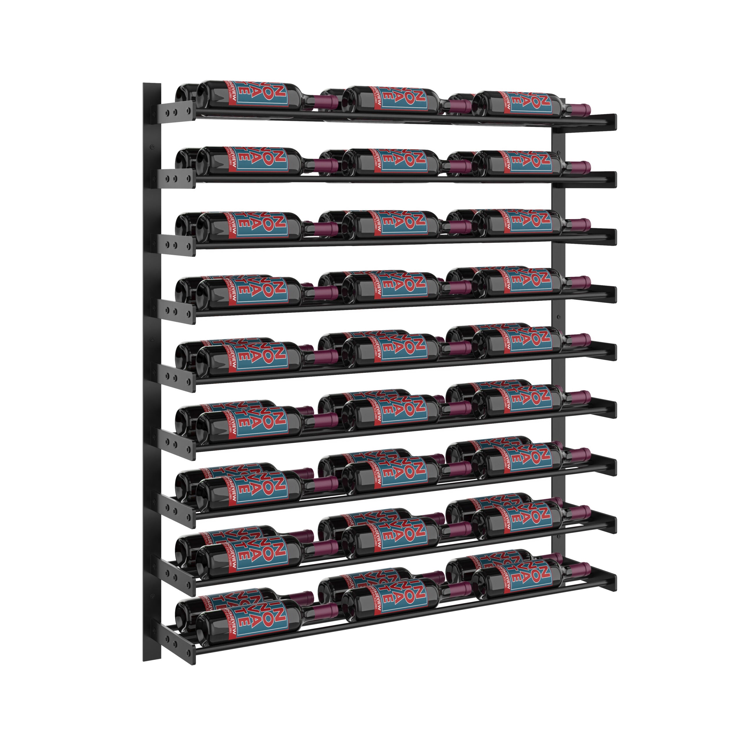VintageView Evolution Wine Wall 45 3C (wall mounted metal wine rack) Matte Black 54 Bottles Double