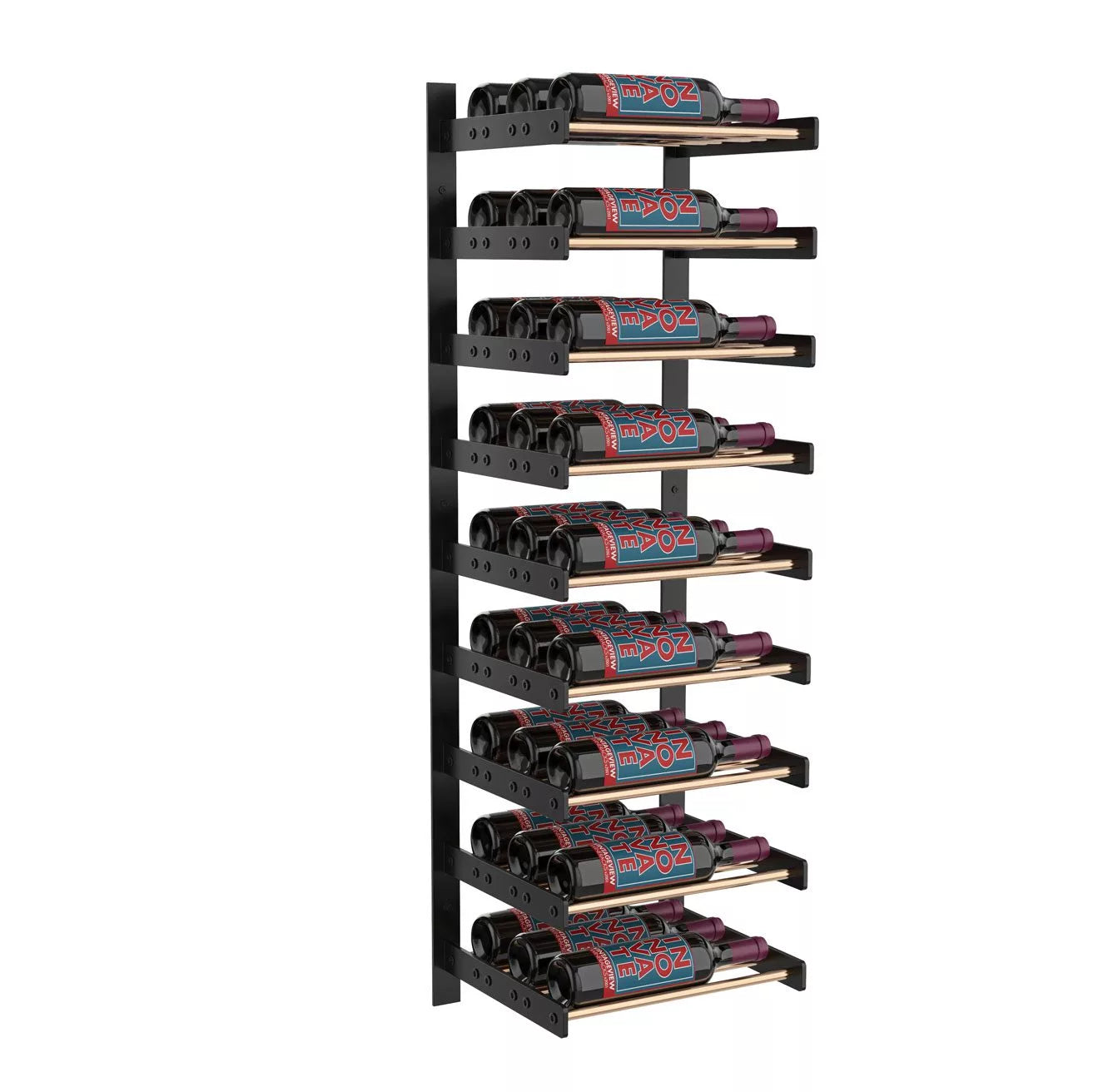 VintageView Evolution Wine Wall 45 1C (wall mounted metal wine rack) Golden Bronze Matte Black 27 Bottles Triple