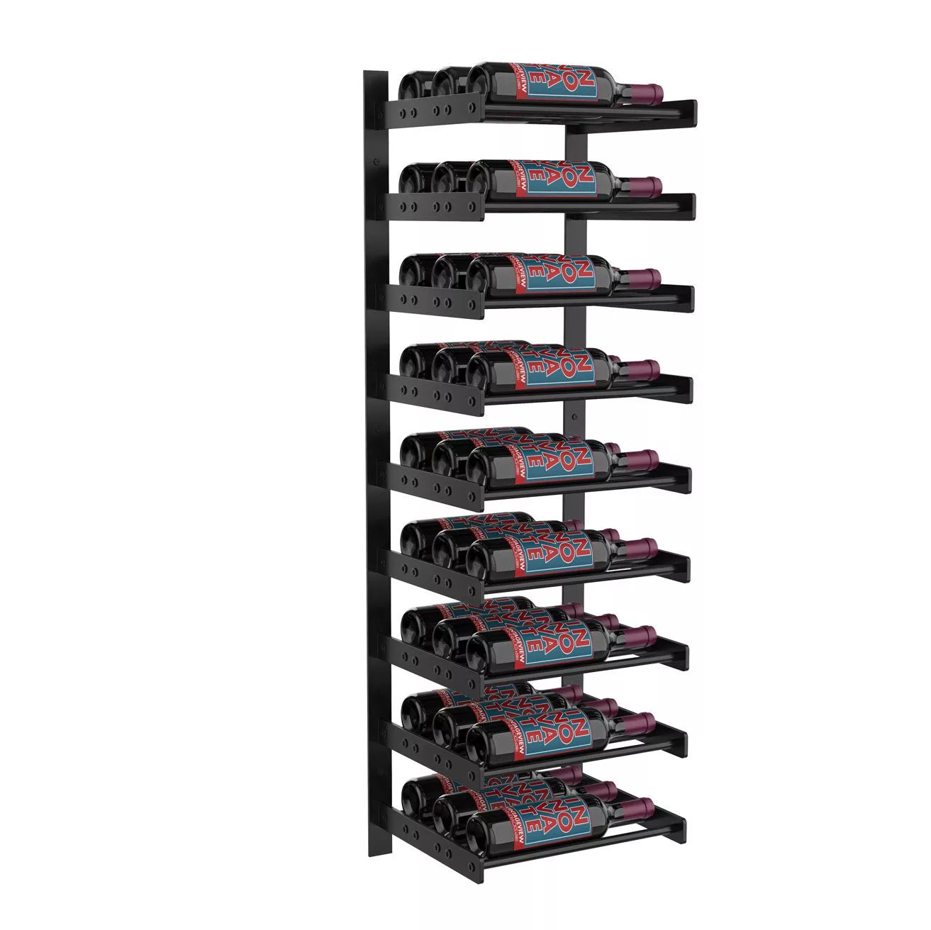 VintageView Evolution Wine Wall 45 1C (wall mounted metal wine rack) Matte Black 27 Bottles Triple