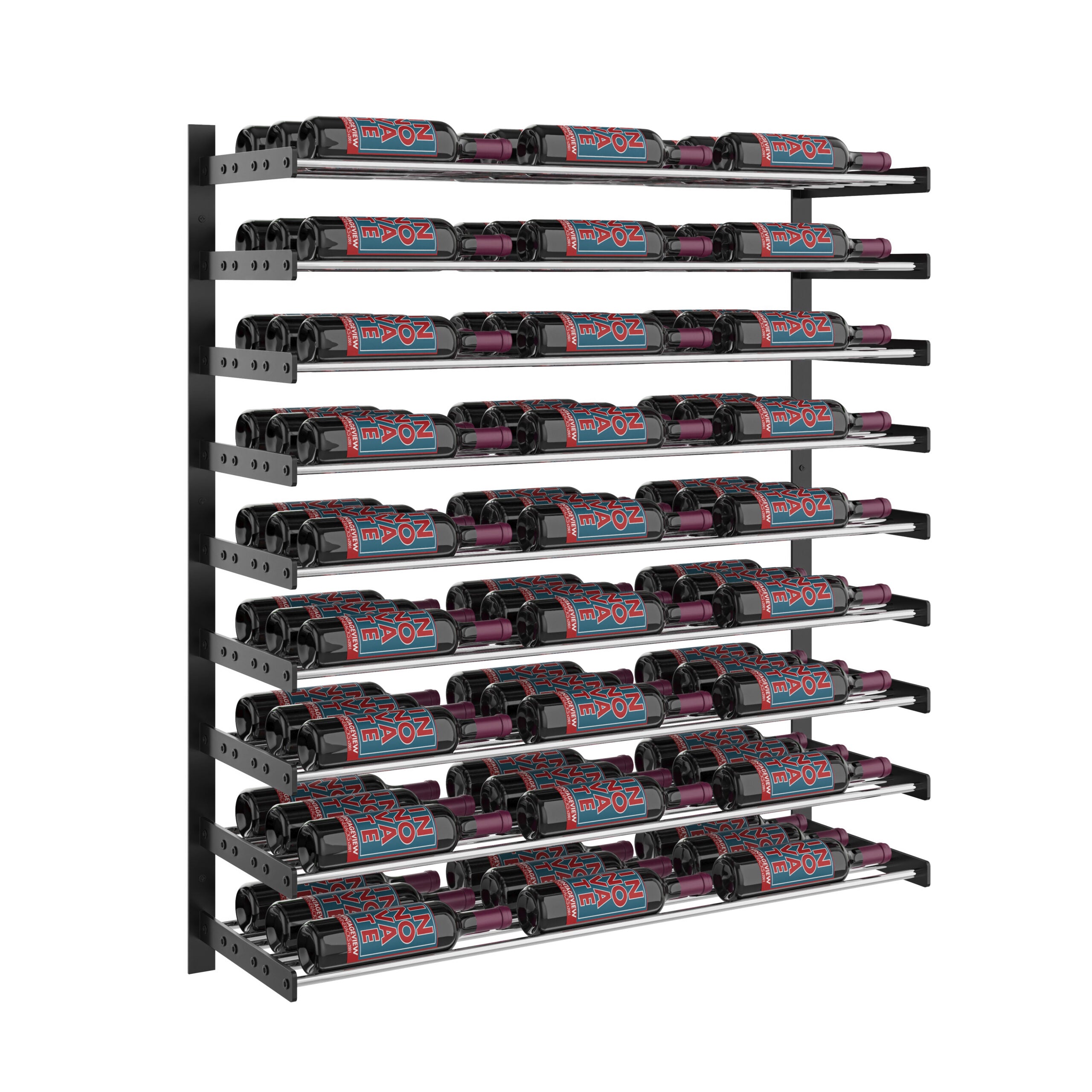 VintageView Evolution Wine Wall 45 3C Extension (wall mounted metal wine rack expansion pack) Matte Black Chrome 81 Bottles Triple