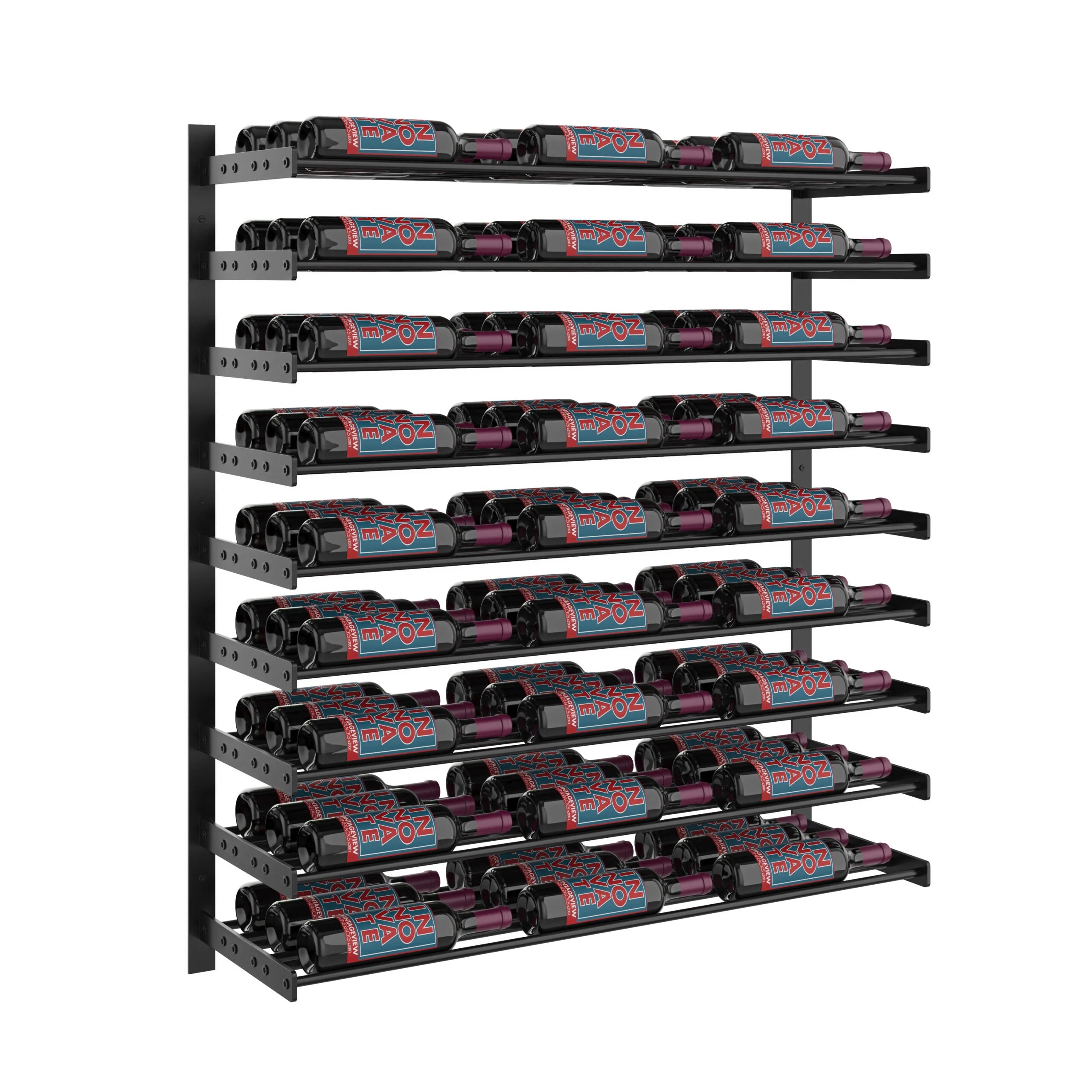 VintageView Evolution Wine Wall 45 3C Extension (wall mounted metal wine rack expansion pack) Matte Black 81 Bottles Triple