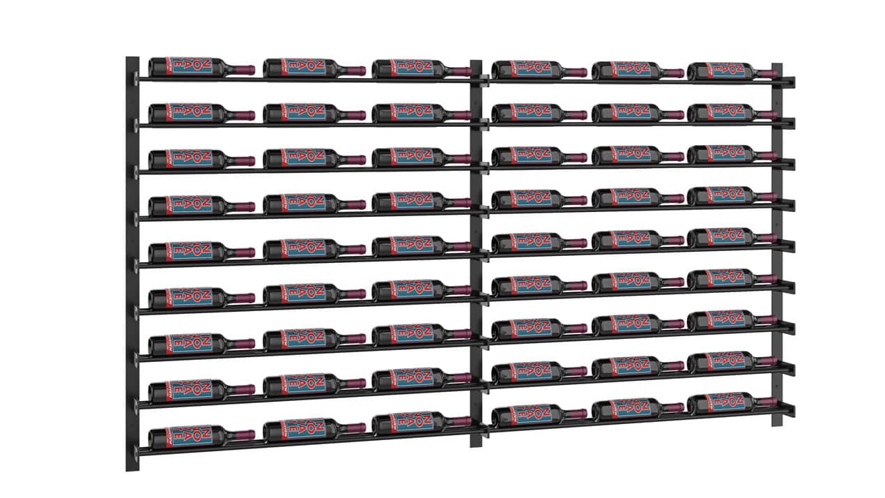 VintageView Evolution Wine Wall 9x6 Designer Grid (wall mounted metal wine rack) Matte Black 54 Bottle Single