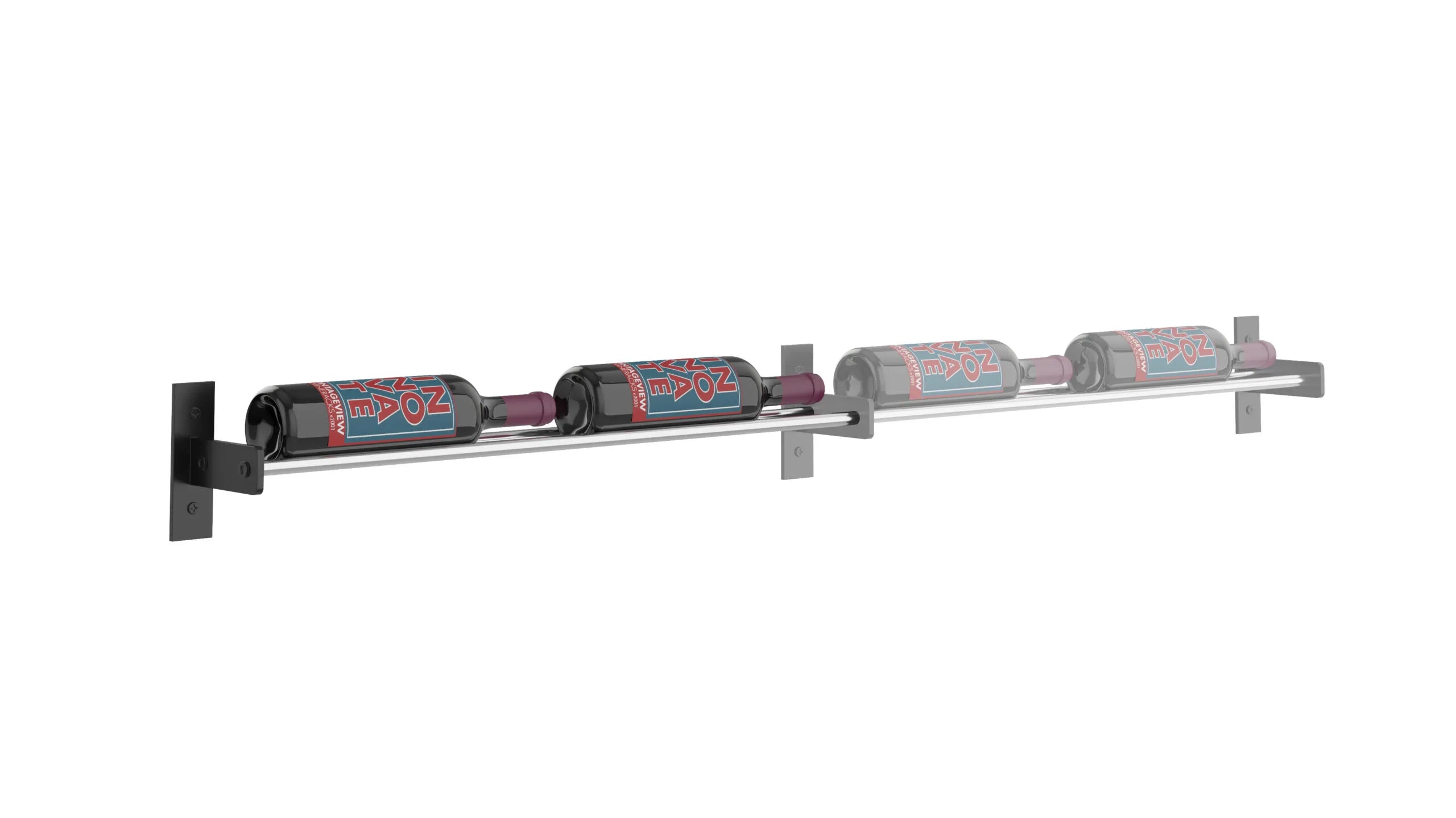 Metal rod with four cylindrical components on a white background
