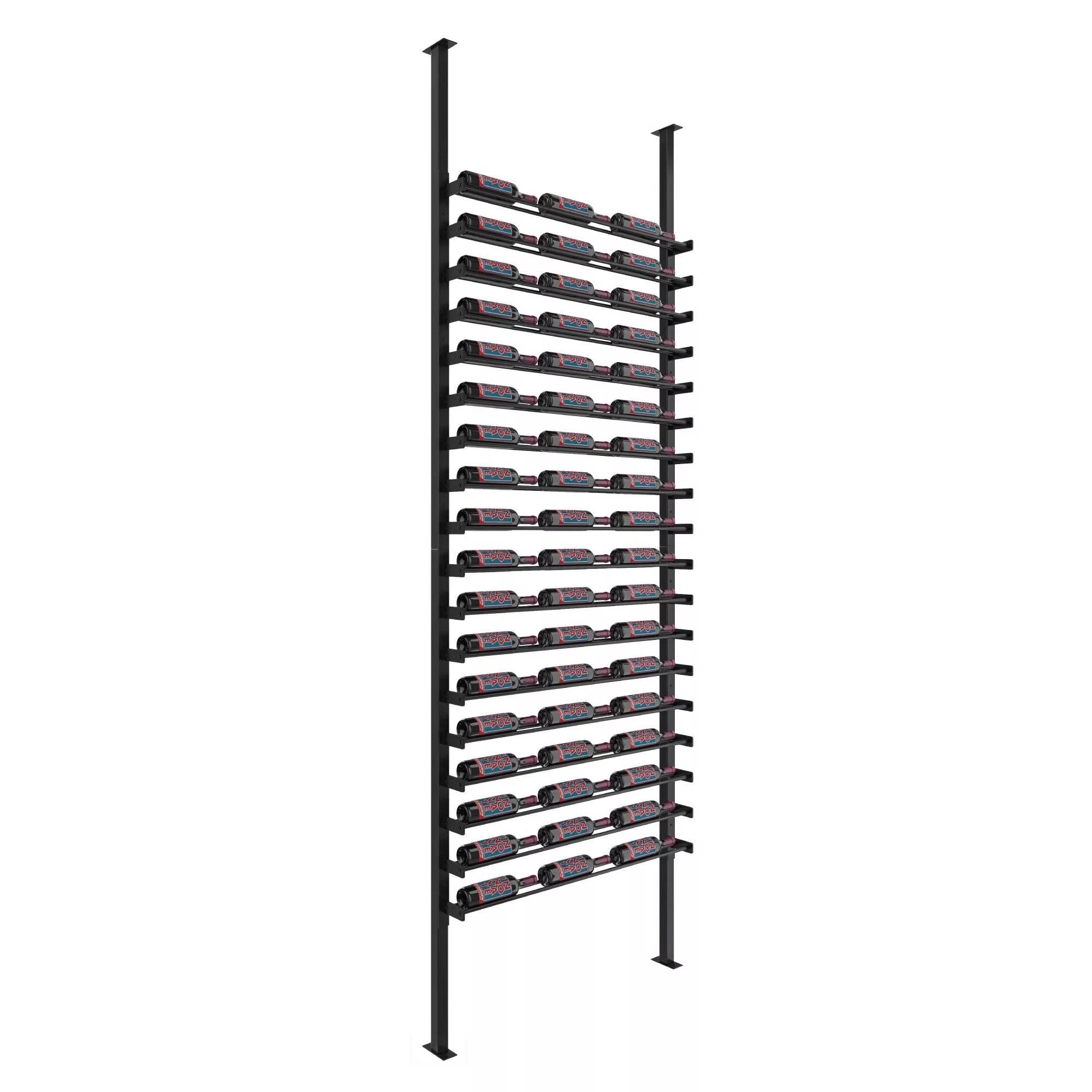 VintageView Evolution Single Sided Wine Wall Post Kit 10 3C (floor-to-ceiling wine rack system) Matte Black 54 Bottles - Single Deep