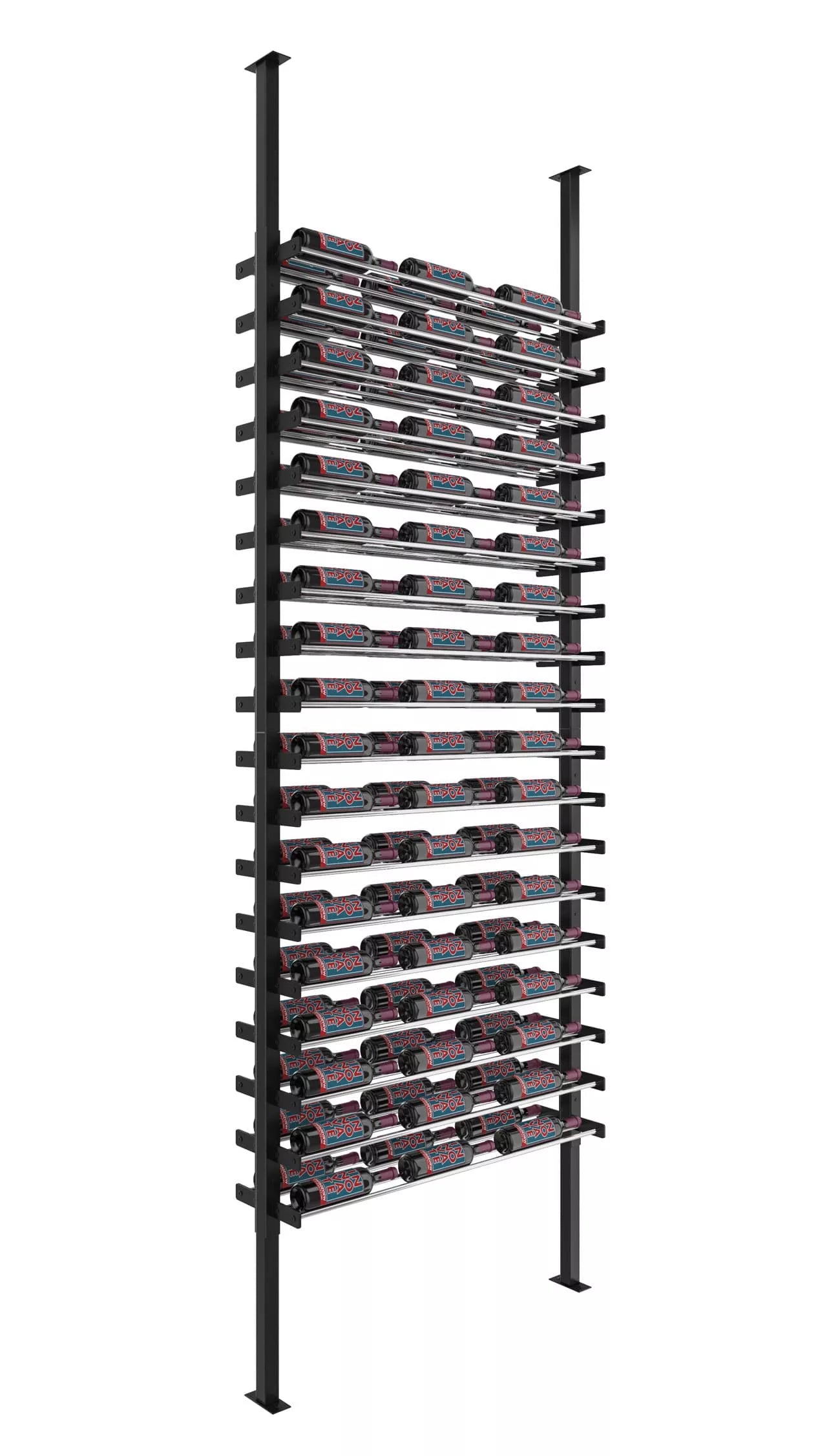 VintageView Evolution Double Sided Wine Wall Post Kit 10 3C (floor-to-ceiling wine rack system) Black Chrome 108 Bottles (Single, Single)