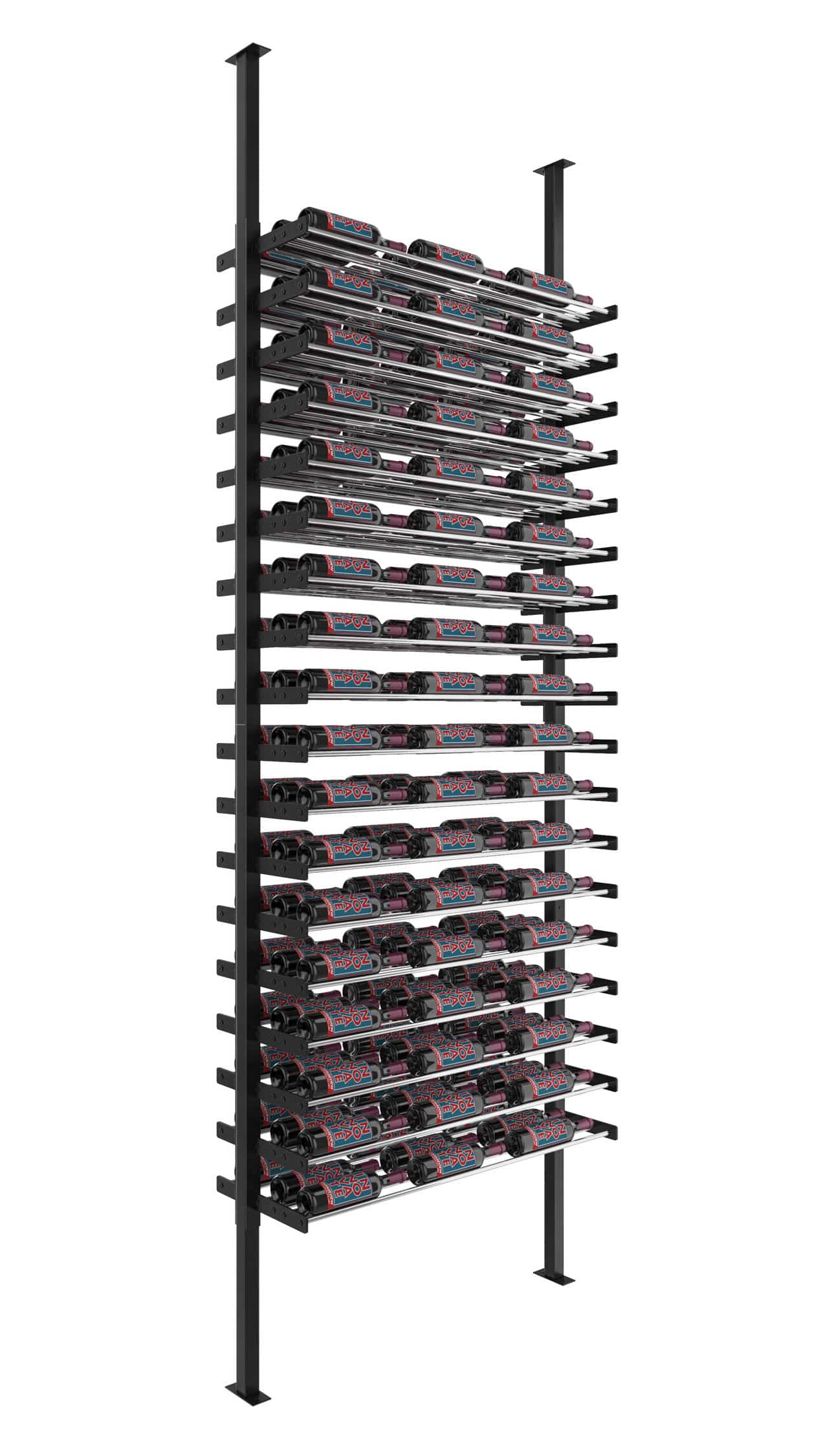 VintageView Evolution Double Sided Wine Wall Post Kit 10 3C (floor-to-ceiling wine rack system) Black Chrome 162 Bottles (Single, Double)