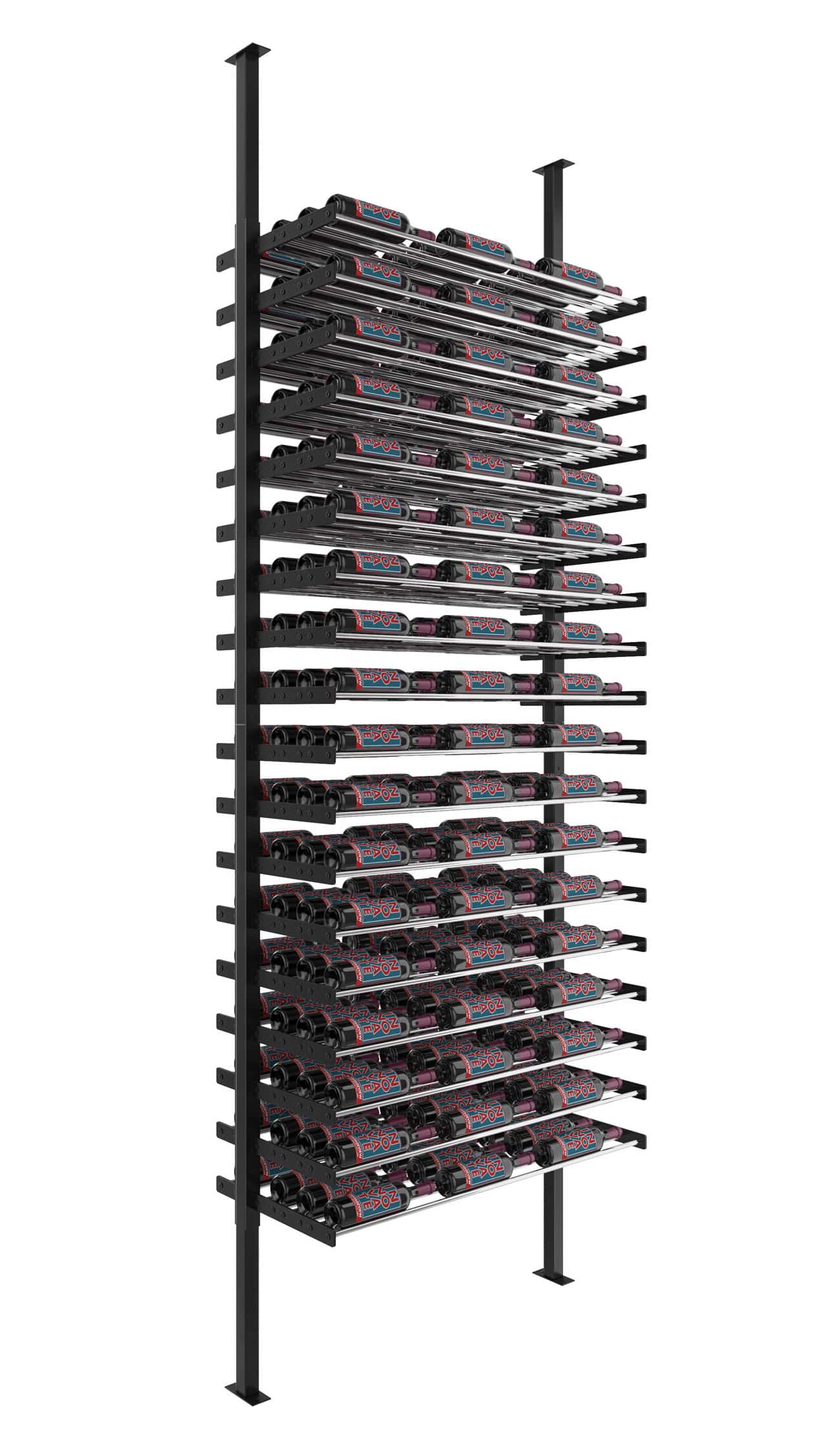 VintageView Evolution Double Sided Wine Wall Post Kit 10 3C (floor-to-ceiling wine rack system) Black Chrome 216 Bottles (Single, Triple)