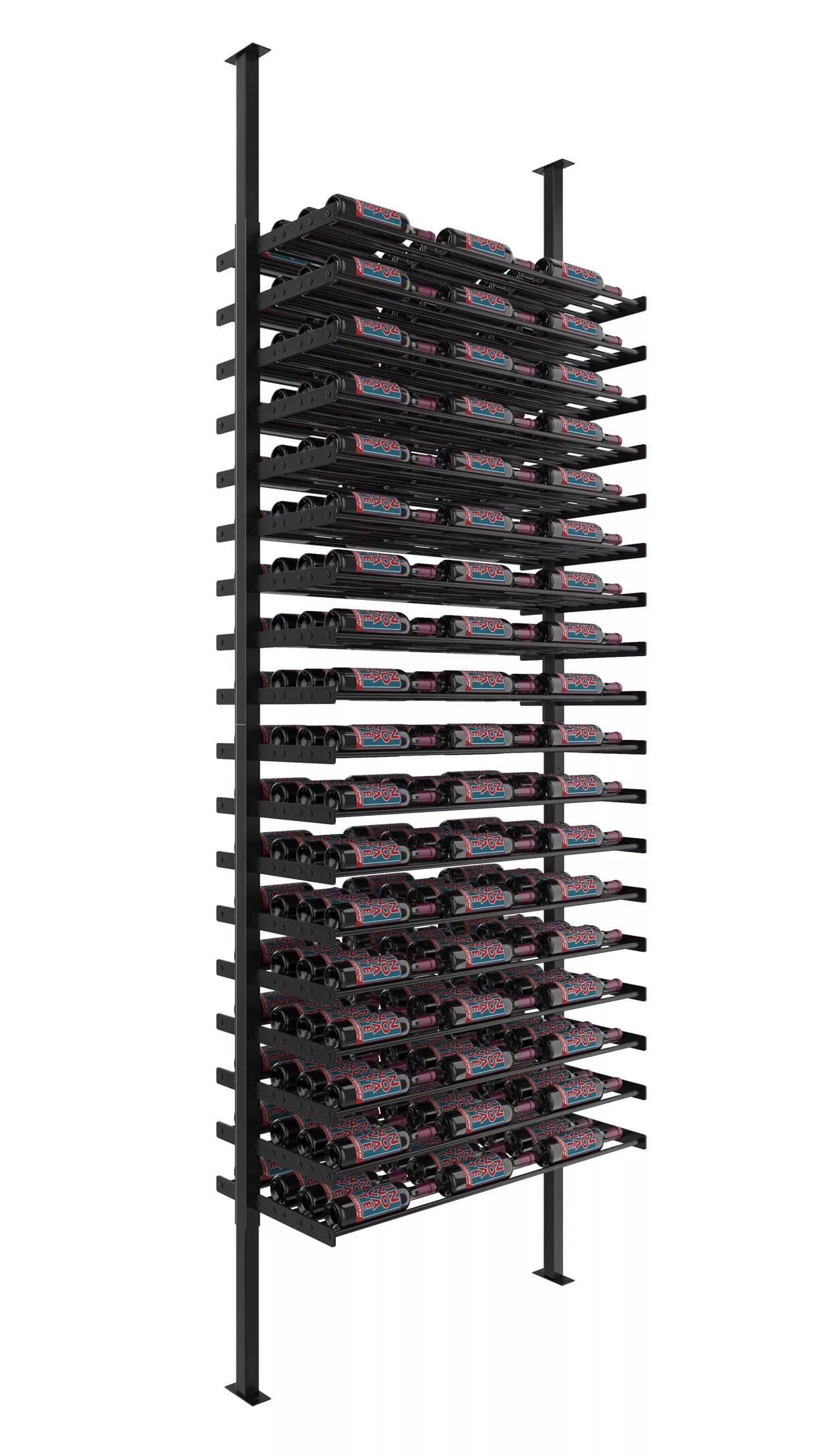 VintageView Evolution Double Sided Wine Wall Post Kit 10 3C (floor-to-ceiling wine rack system) Matte Black 216 Bottles (Single, Triple)