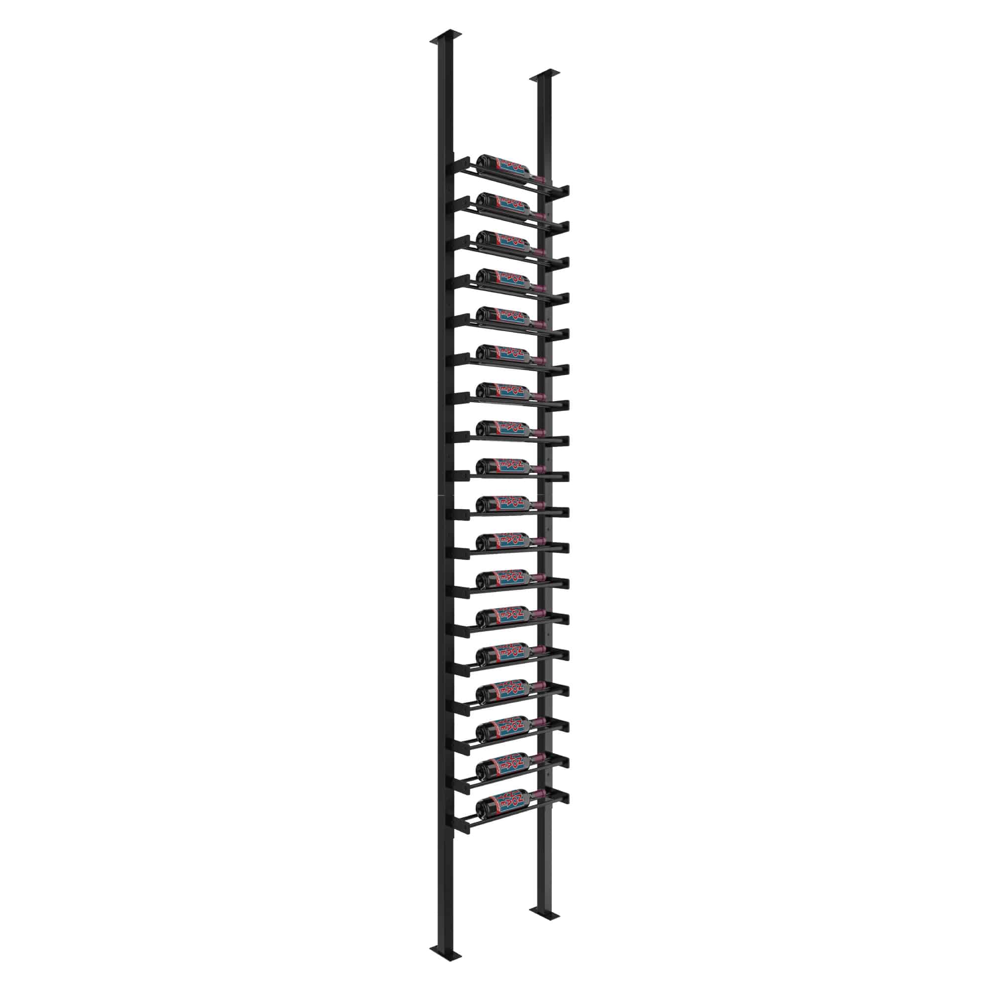 VintageView Evolution Single Sided Wine Wall Post Kit 10 1C (floor-to-ceiling wine rack system) Matte Black 18 Bottles - Single Deep