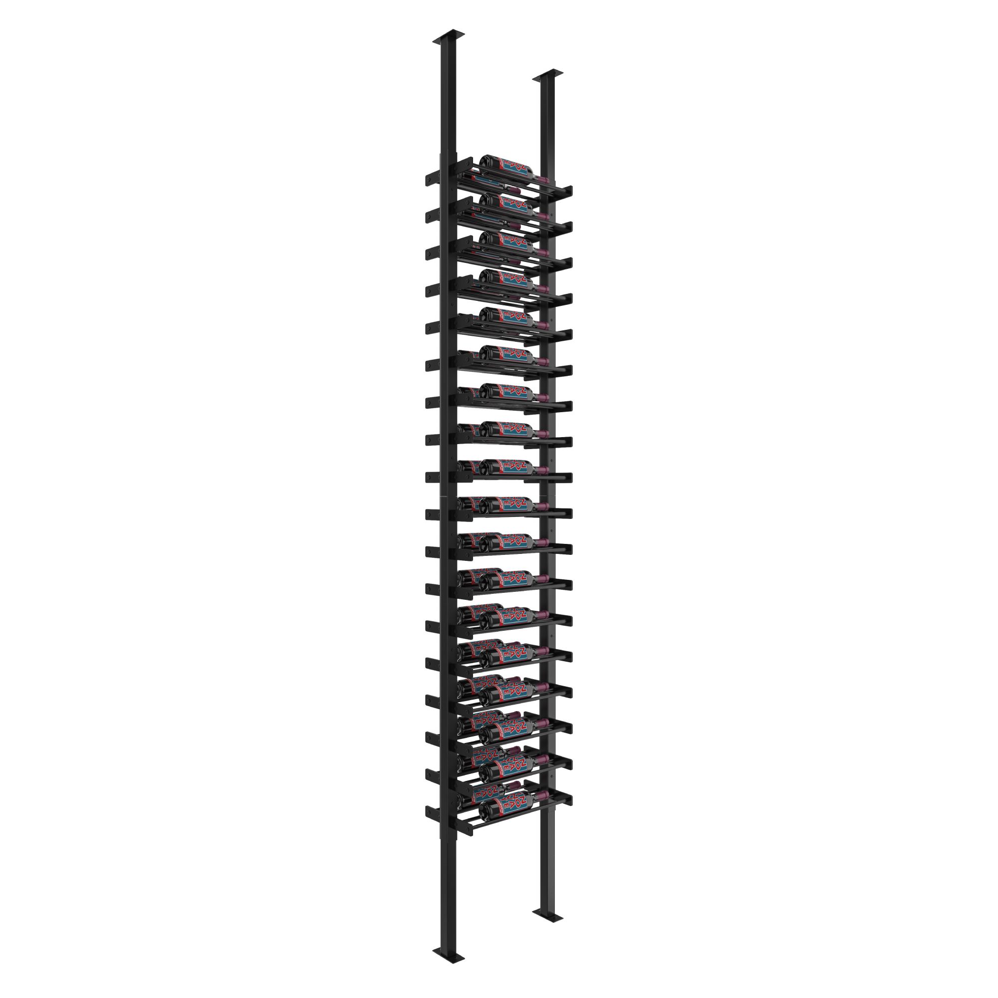 VintageView Evolution Double Sided Wine Wall Post Kit 10 1C (floor-to-ceiling wine rack system) Matte Black 36 Bottles - (Single Single)