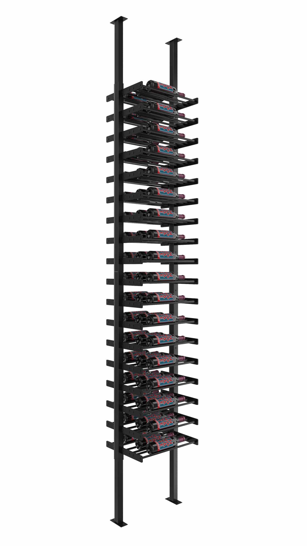 VintageView Evolution Double Sided Wine Wall Post Kit 10 1C (floor-to-ceiling wine rack system) Matte Black 54 Bottles - (Single Double)