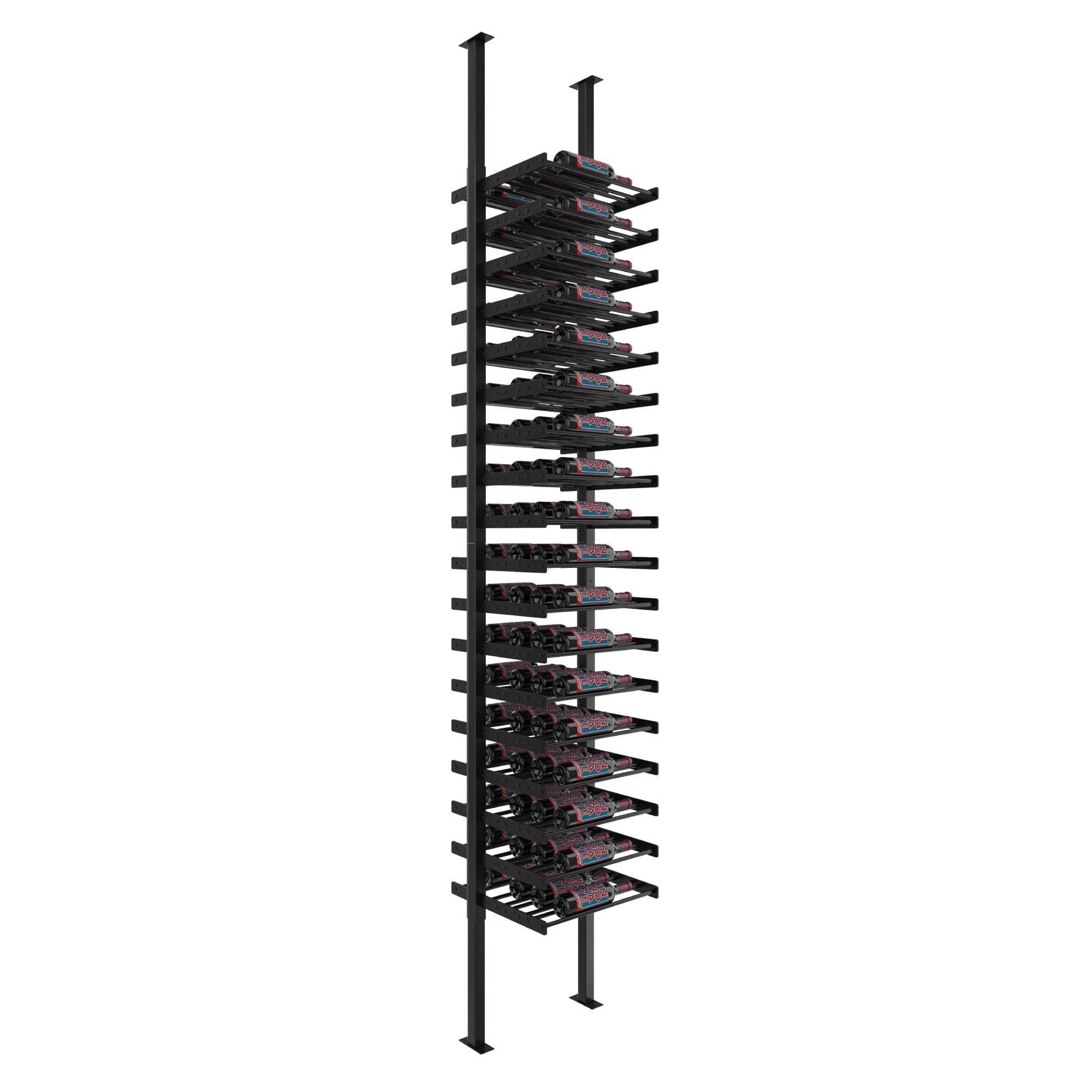 VintageView Evolution Double Sided Wine Wall Post Kit 10 1C (floor-to-ceiling wine rack system) Matte Black 72 Bottles - (Single Triple)