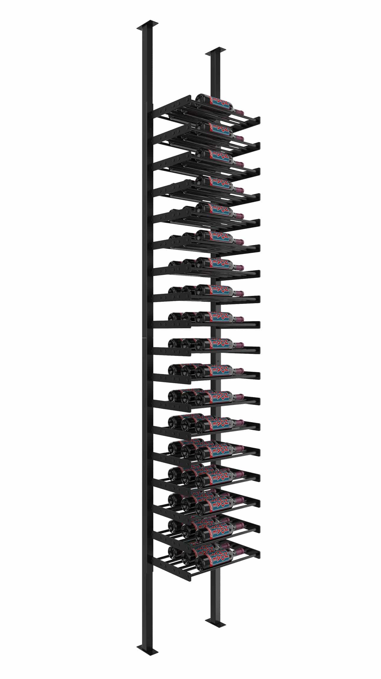 VintageView Evolution Single Sided Wine Wall Post Kit 10 1C (floor-to-ceiling wine rack system) Matte Black 54 Bottles - Triple Deep