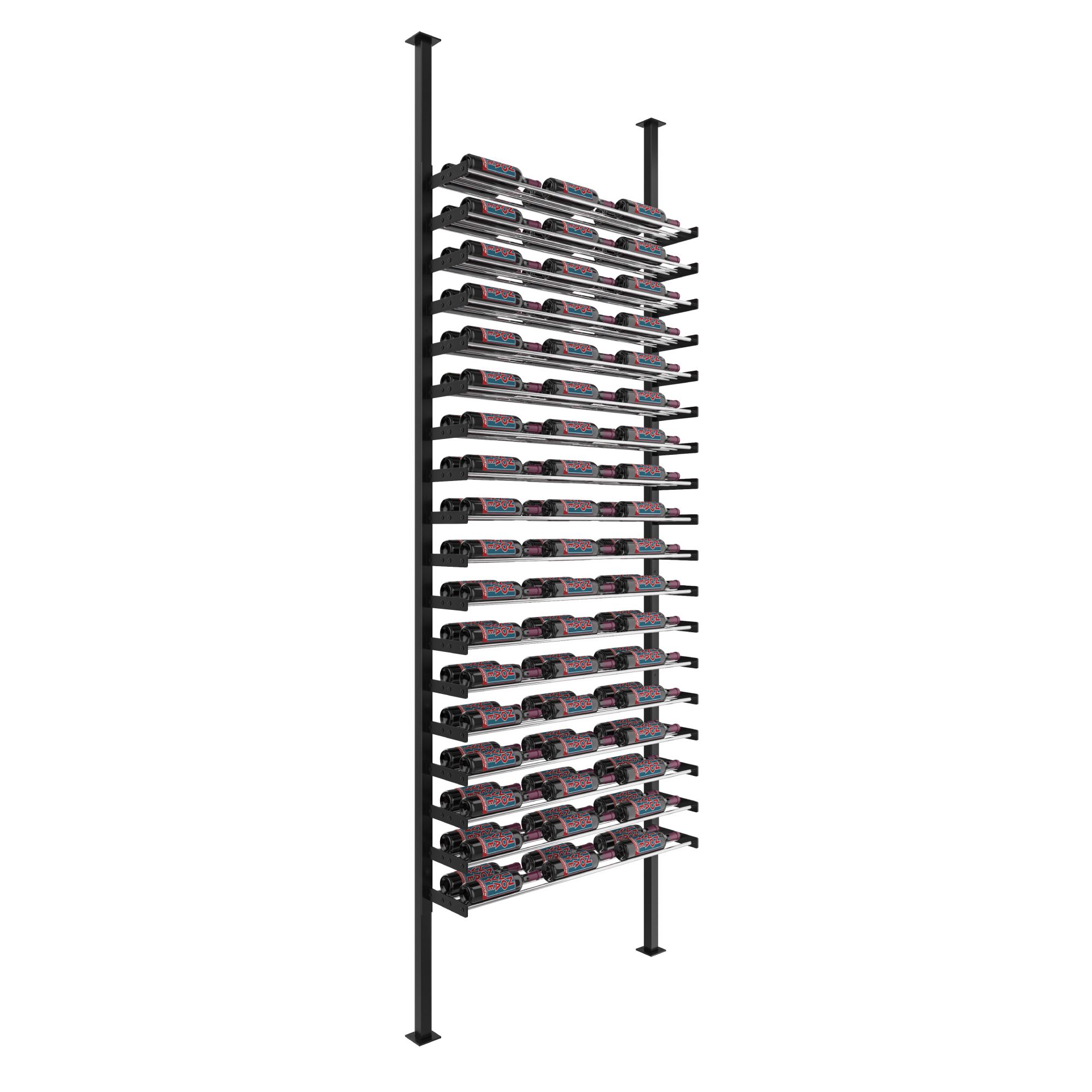 VintageView Evolution Single Sided Wine Wall Post Kit 10 3C (floor-to-ceiling wine rack system) Matte Black Golden Bronze 108 Bottles - Double Deep