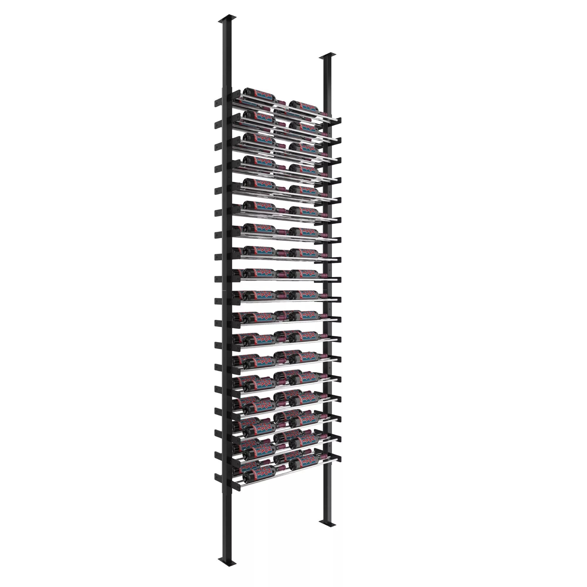 VintageView Evolution Double Sided Wine Wall Post Kit 10 2C (floor-to-ceiling wine rack system) Matte Black Chrome 72 Bottles - (Single Single)