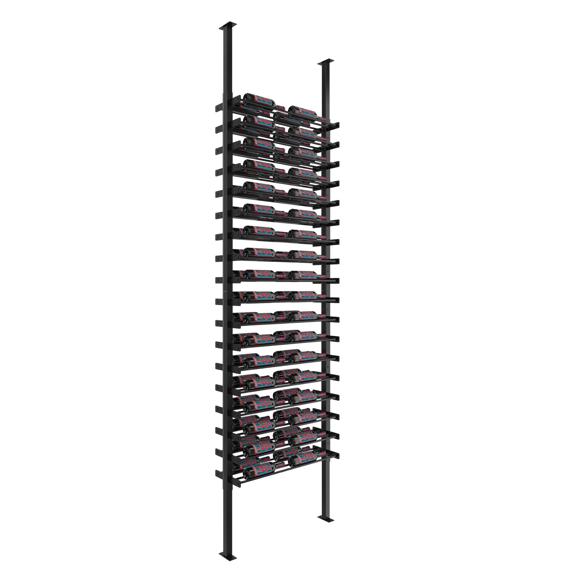 VintageView Evolution Double Sided Wine Wall Post Kit 10 2C (floor-to-ceiling wine rack system) Matte Black 72 Bottles - (Single Single)