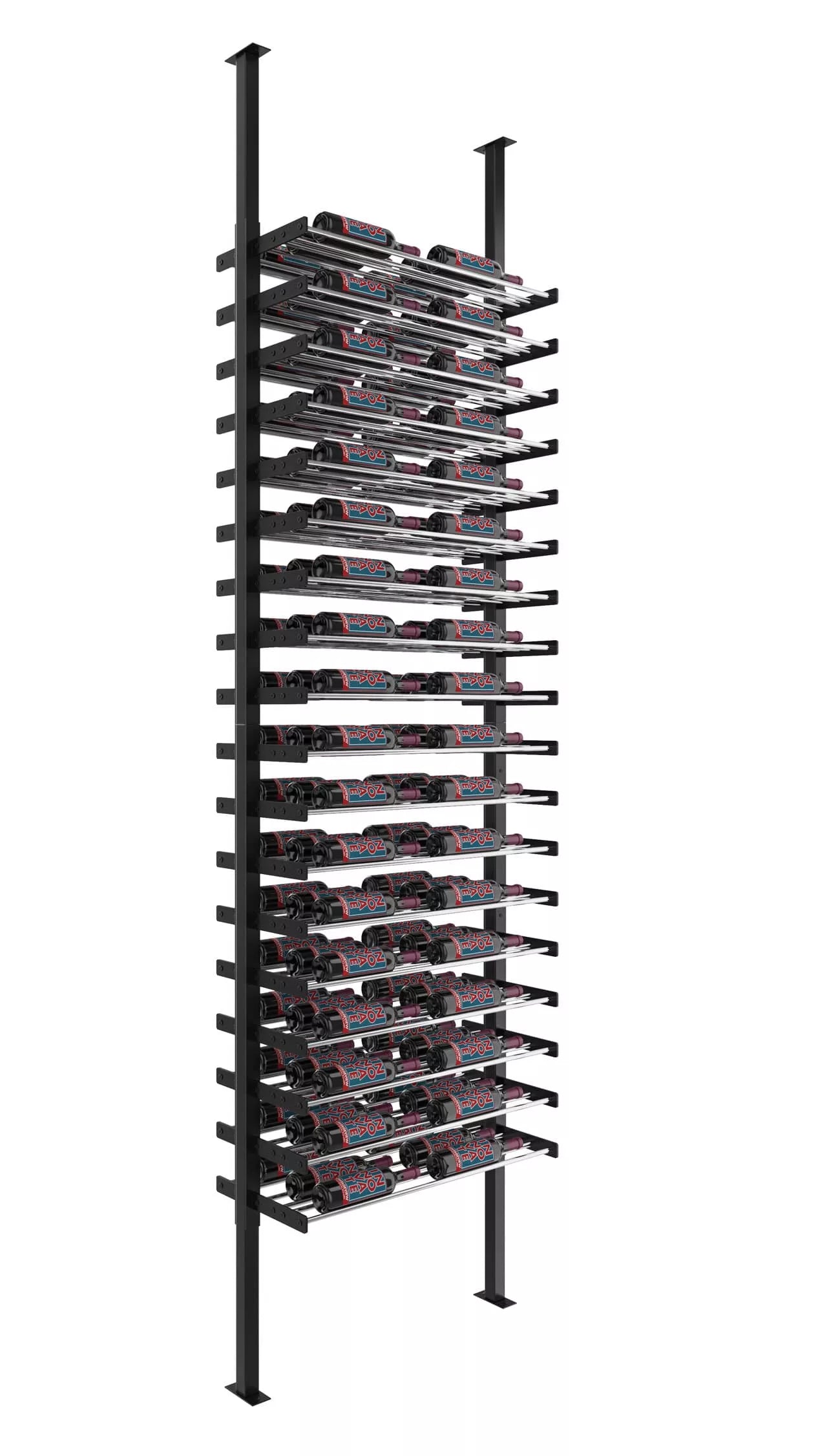 VintageView Evolution Double Sided Wine Wall Post Kit 10 2C (floor-to-ceiling wine rack system) Matte Black Chrome 108 Bottles - (Single Double)