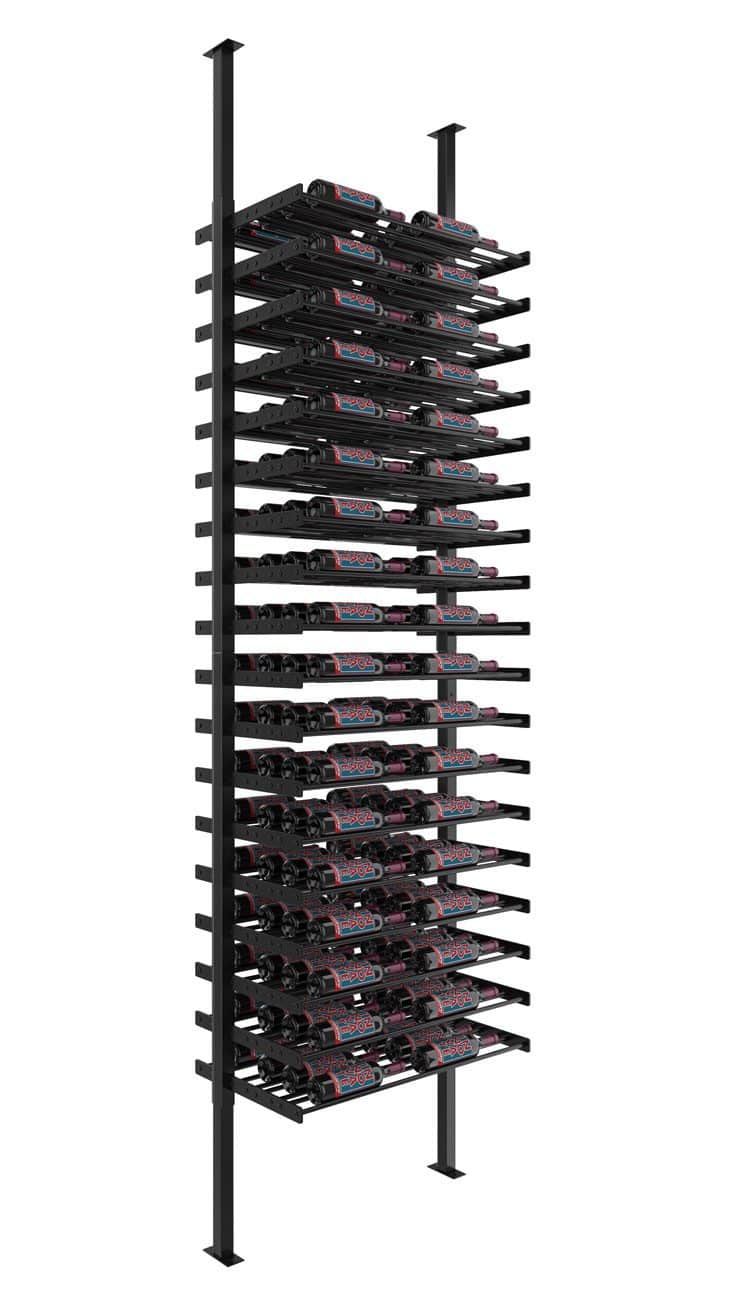 VintageView Evolution Double Sided Wine Wall Post Kit 10 2C (floor-to-ceiling wine rack system) Matte Black 144 Bottles - (Single Triple)