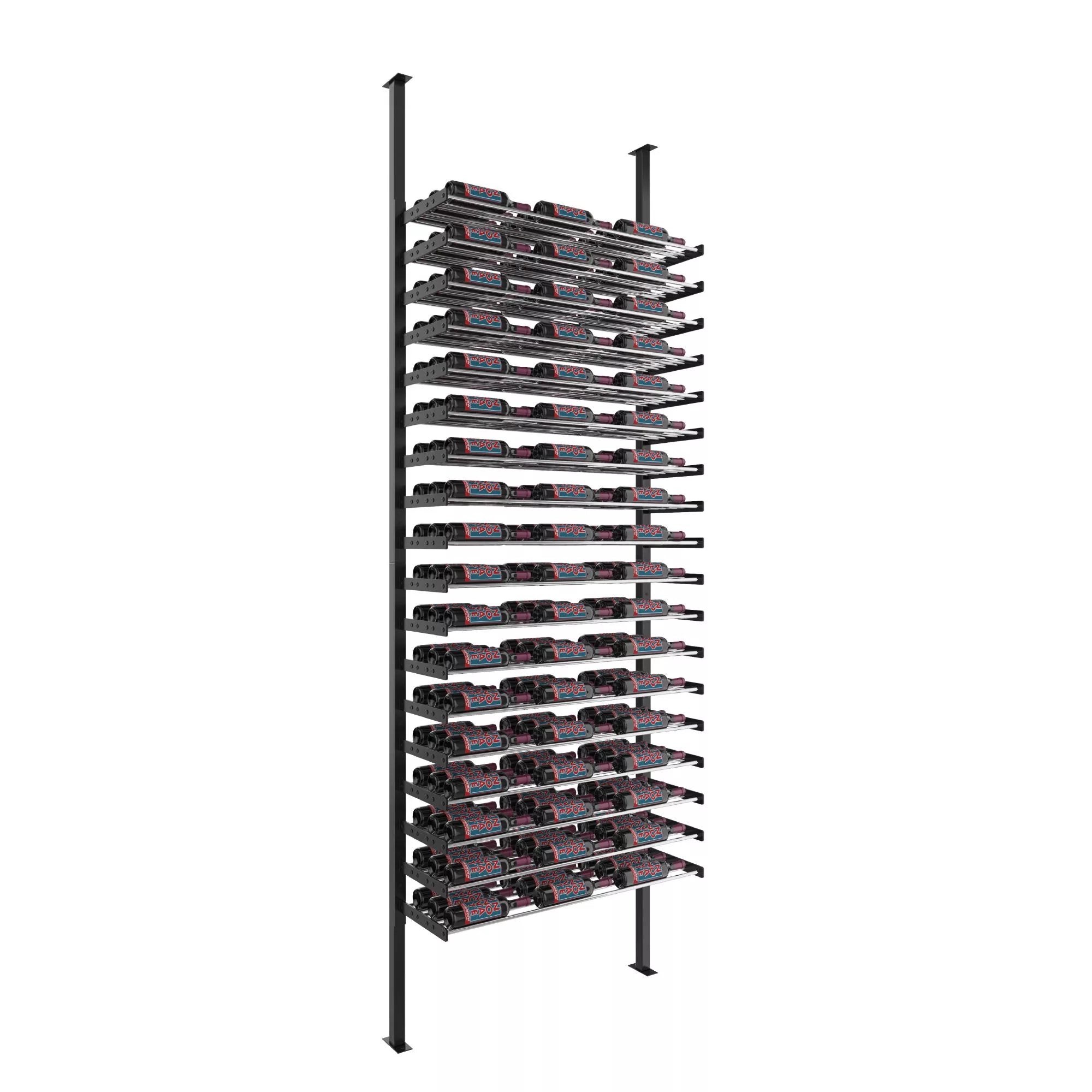 VintageView Evolution Single Sided Wine Wall Post Kit 10 3C (floor-to-ceiling wine rack system) Matte Black Golden Bronze 162 Bottles - Triple Deep