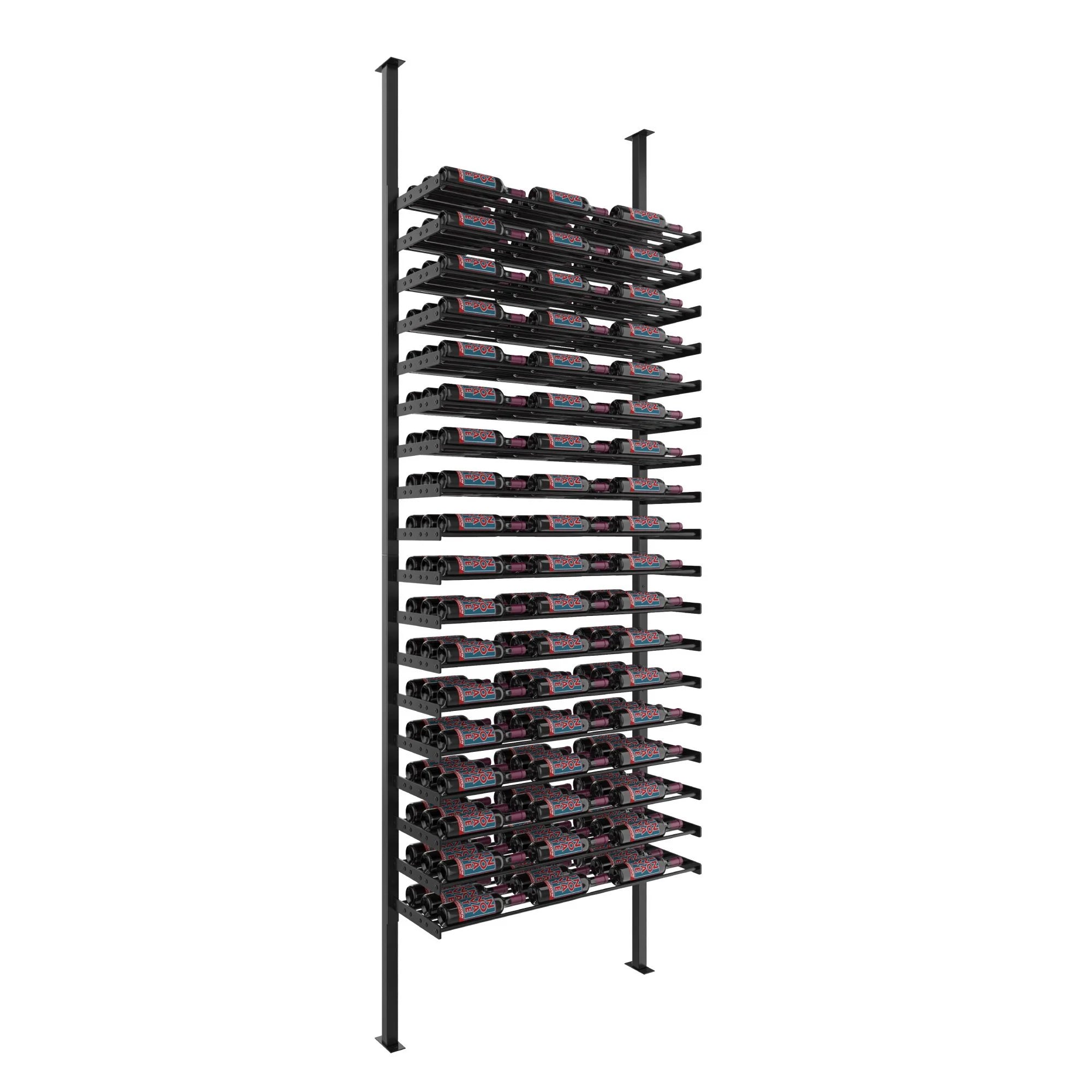 VintageView Evolution Single Sided Wine Wall Post Kit 10 3C (floor-to-ceiling wine rack system) Matte Black 162 Bottles - Triple Deep