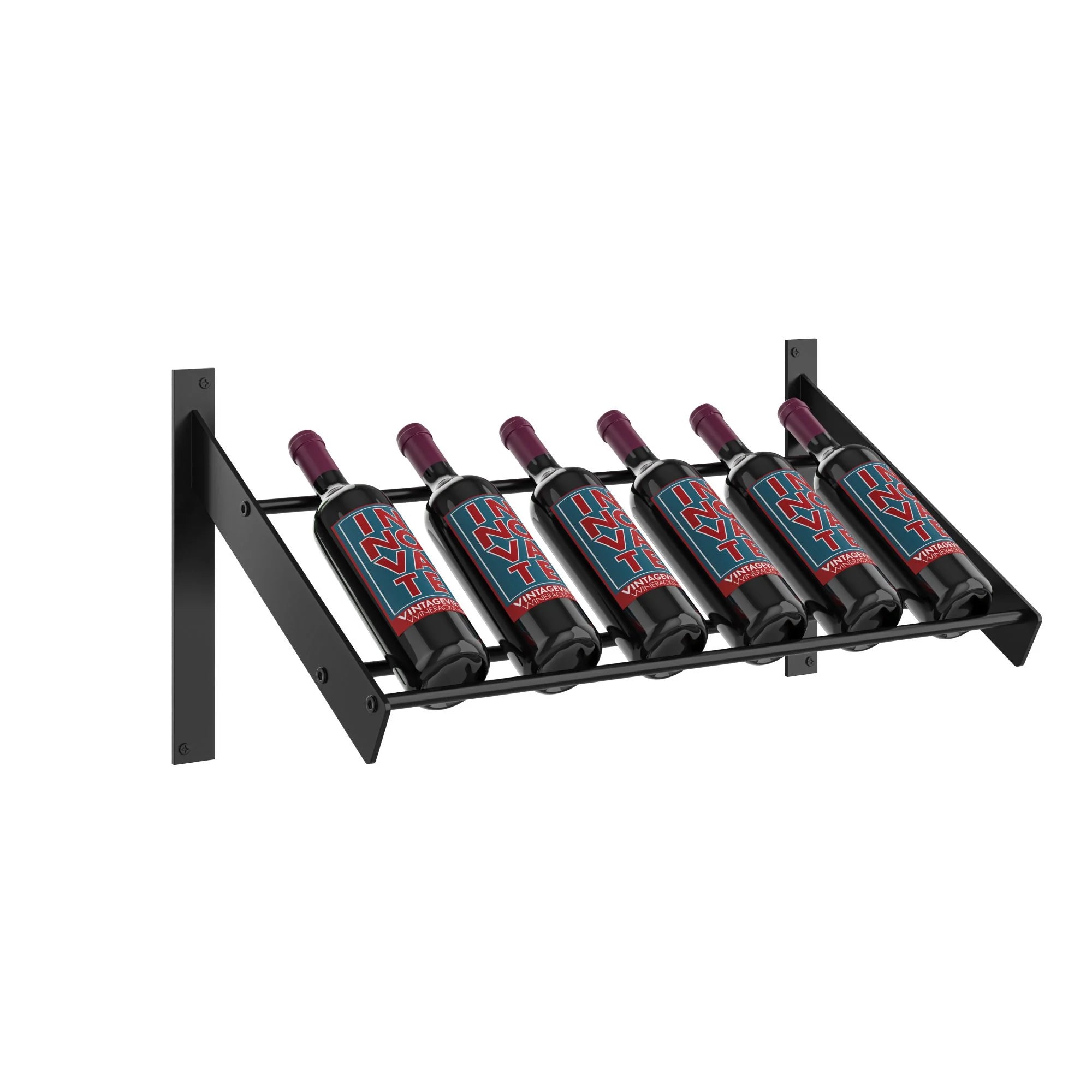 VintageView Evolution Wine Wall Presentation Row (wall mounted metal wine rack) Matte Black 2 Columns (6 Bottles)