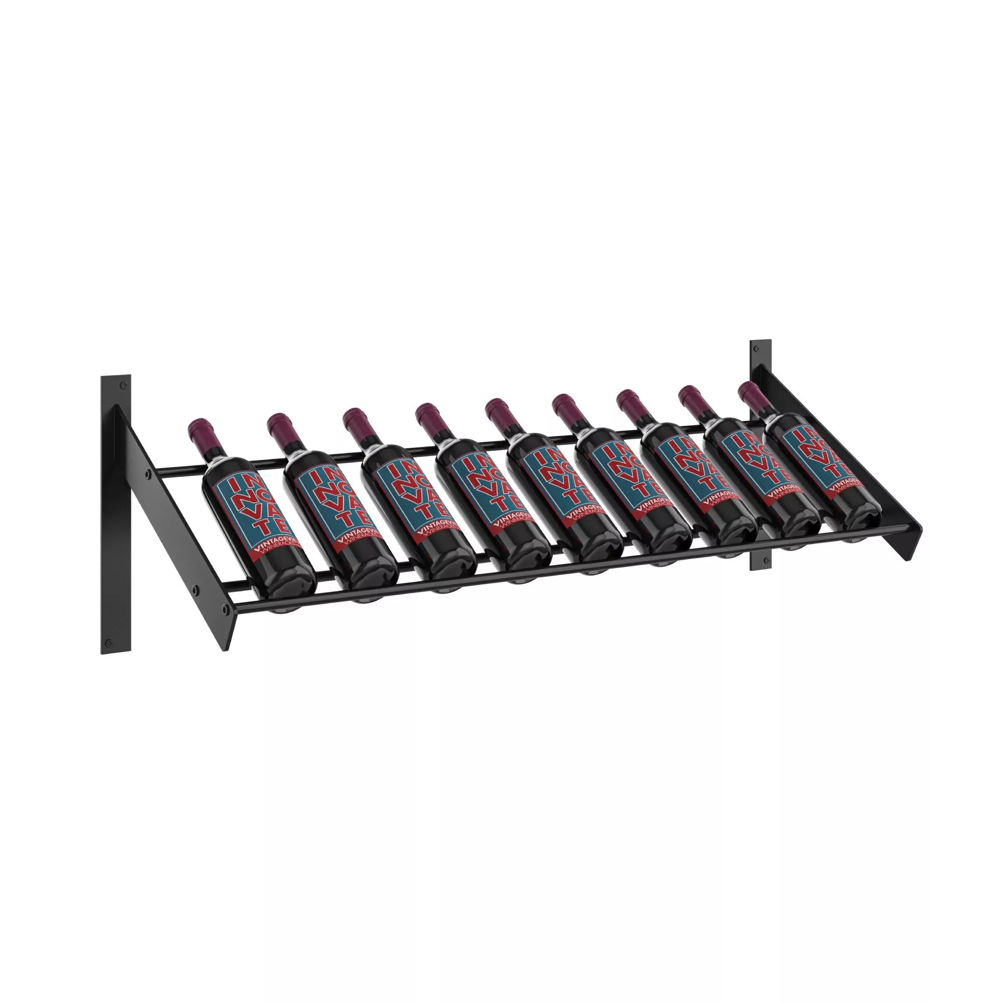 VintageView Evolution Wine Wall Presentation Row (wall mounted metal wine rack) Matte Black 3 Columns (9 Bottles)