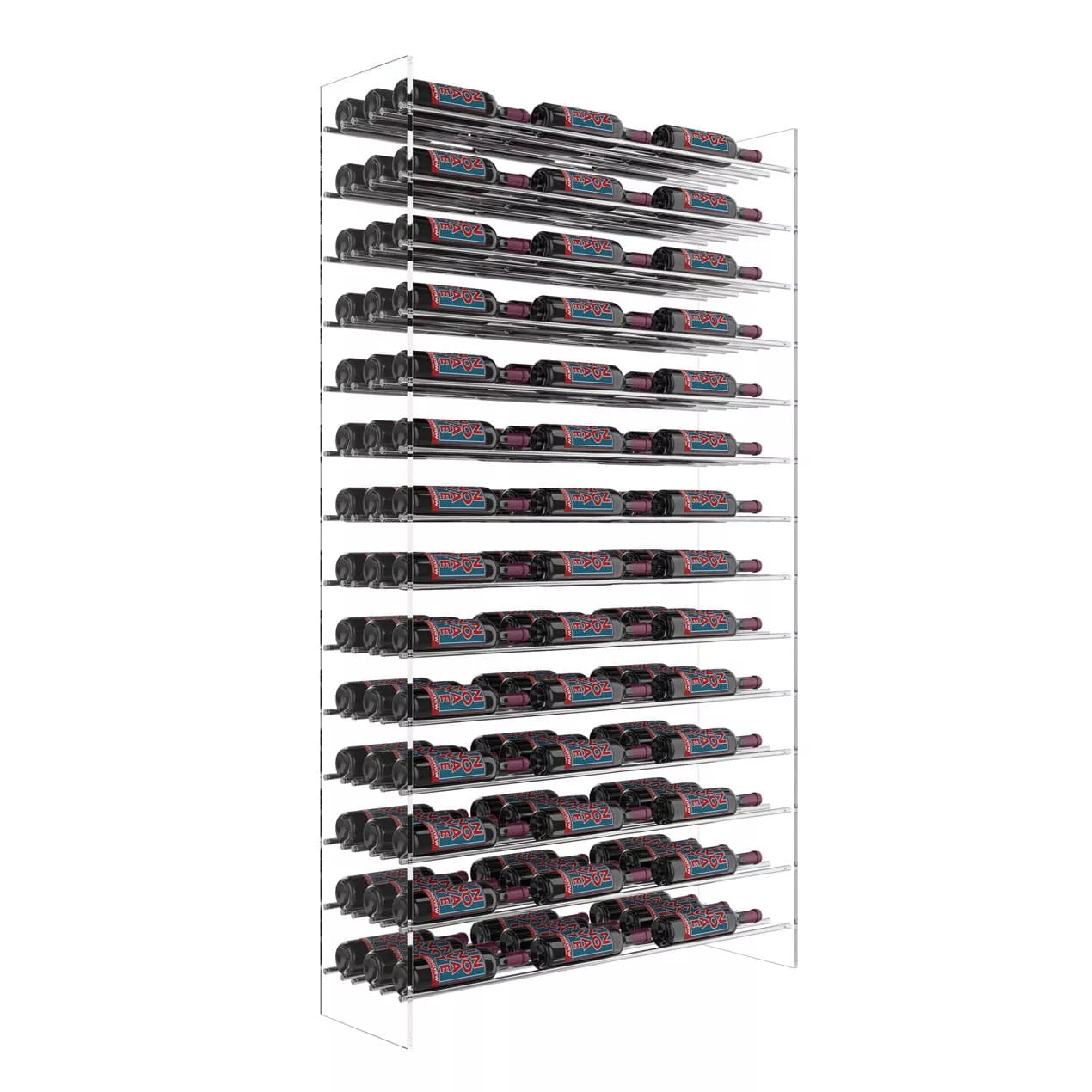 Stack of brake pads on a clear acrylic display stand against a white background