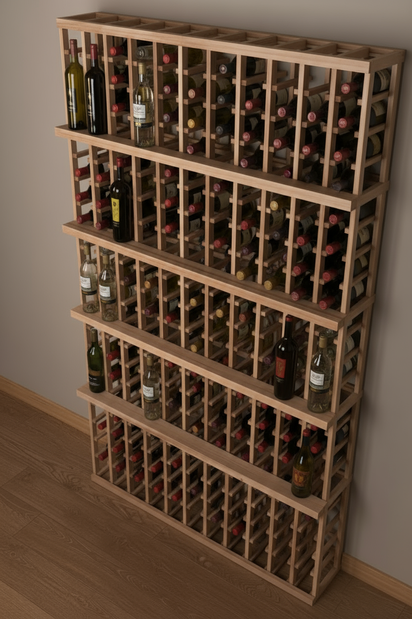 Vente au détail de 3 bouteilles de 750 ml avec 4 rangées de présentation - Casier à vin en bois premium