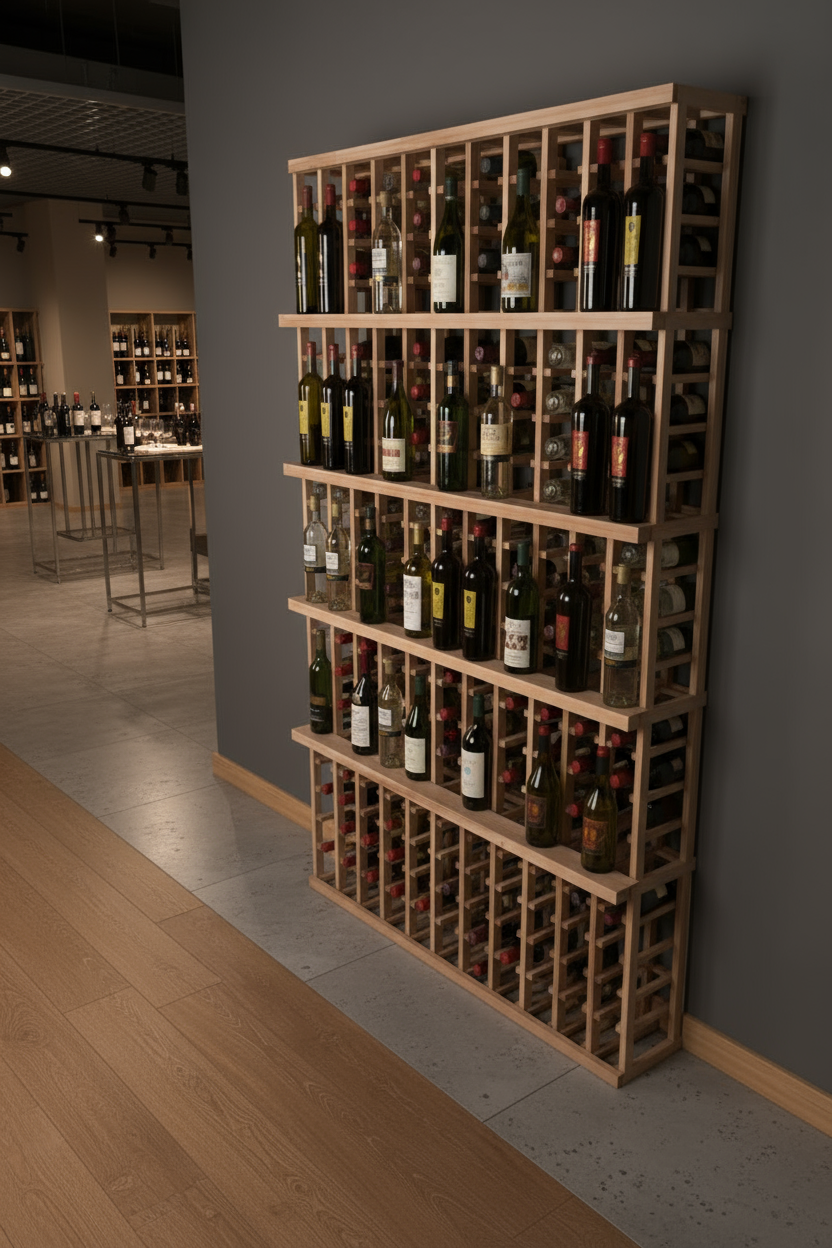 Vente au détail de 3 bouteilles de 750 ml avec 4 rangées de présentation - Casier à vin en bois premium
