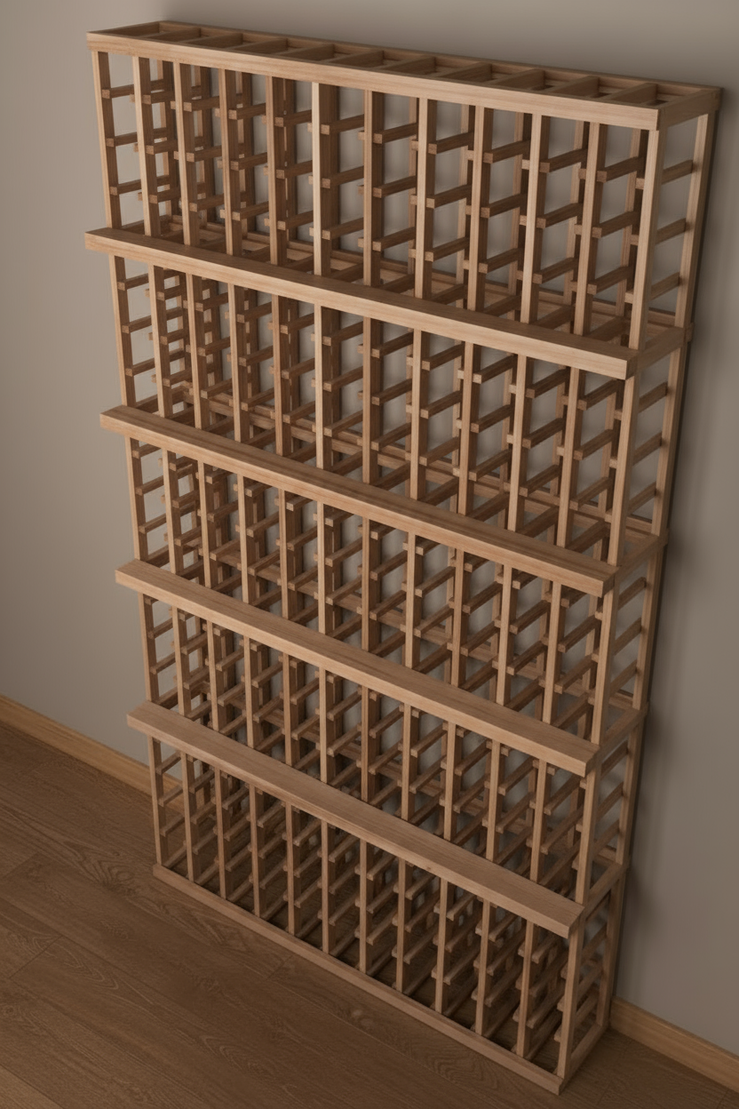 Vente au détail de 3 bouteilles de 750 ml avec 4 rangées de présentation - Casier à vin en bois premium