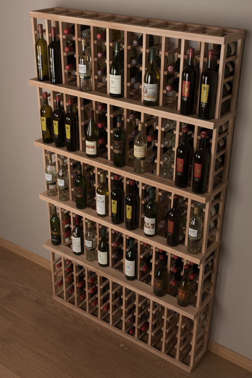 Vente au détail de 3 bouteilles de 750 ml avec 4 rangées de présentation - Casier à vin en bois premium