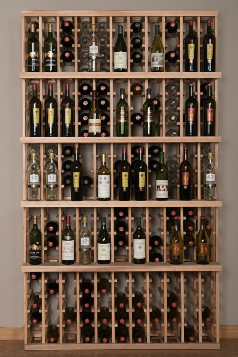 Vente au détail de 3 bouteilles de 750 ml avec 4 rangées de présentation - Casier à vin en bois premium