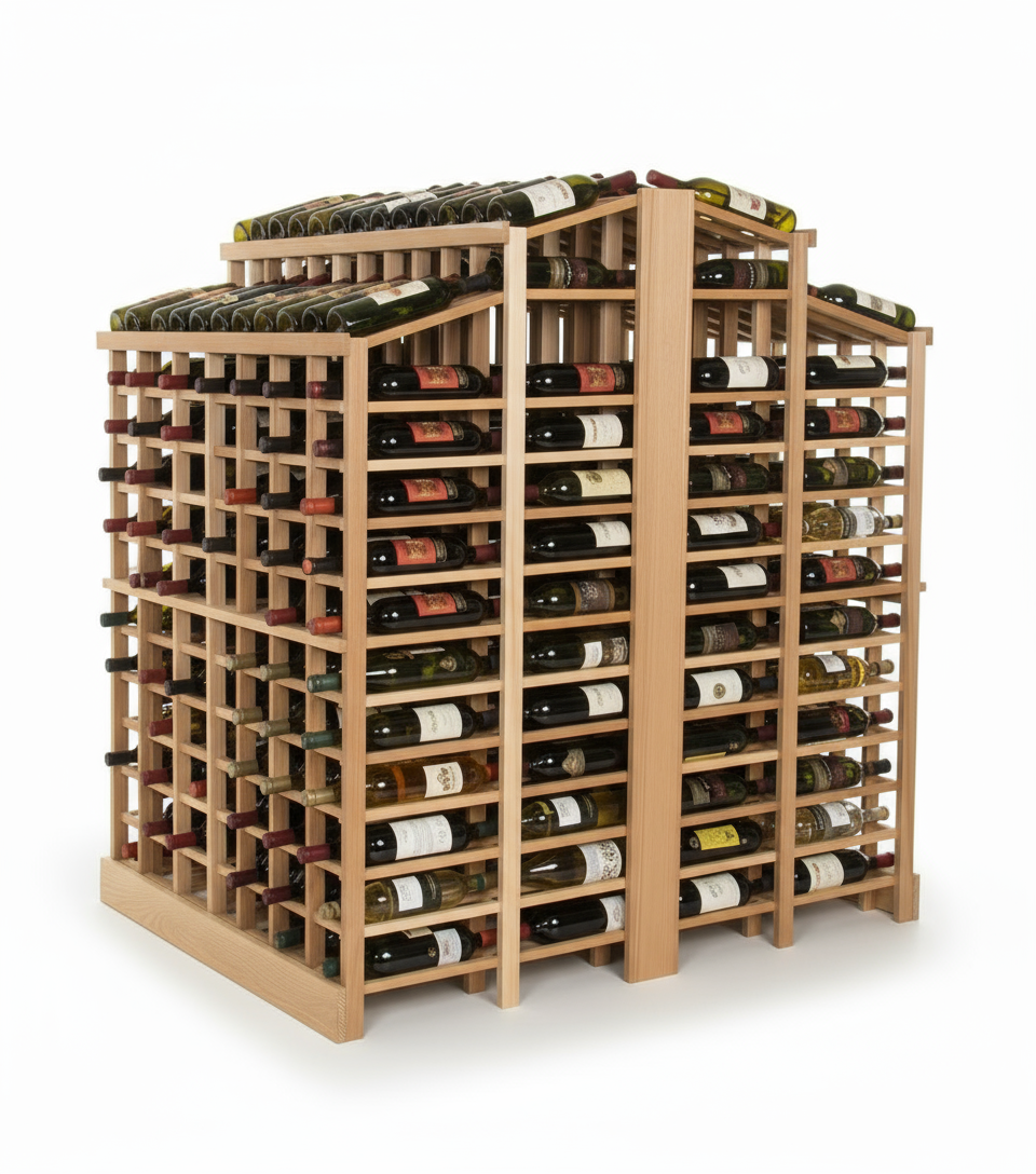 Retail 13 Freestanding Island with 2 Tiered Displays - Premium Wooden Wine Racks