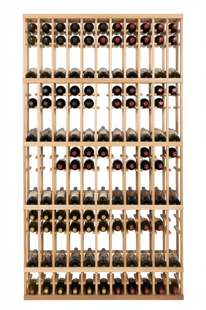 Vente au détail 12 bouteilles de 750 ml avec 4 rangées inclinées d'exposition - Casier à vin en bois premium