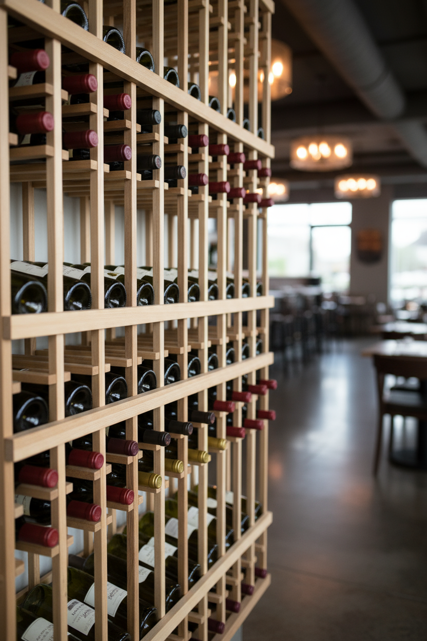 Vente au détail 12 bouteilles de 750 ml avec 4 rangées inclinées d'exposition - Casier à vin en bois premium