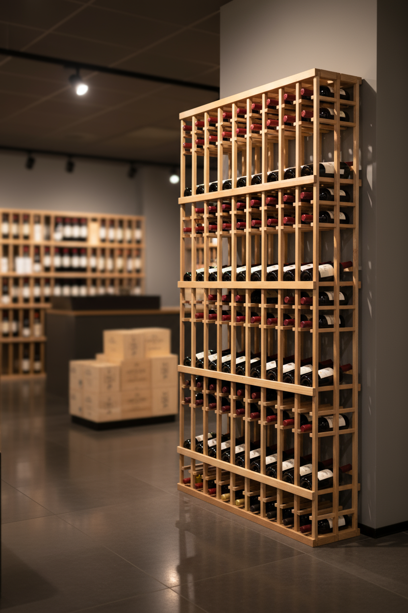 Vente au détail 12 bouteilles de 750 ml avec 4 rangées inclinées d'exposition - Casier à vin en bois premium