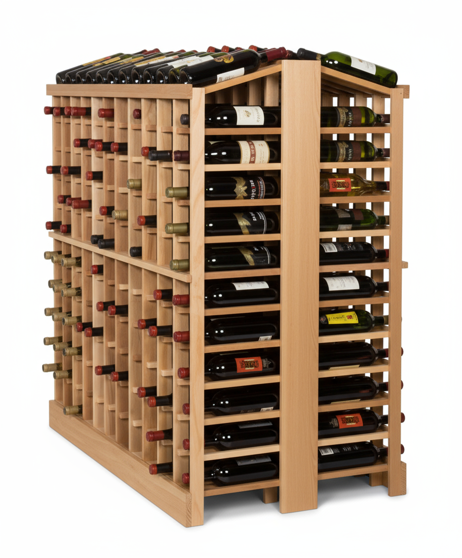 Îlot autonome Retail 10 avec une seule rangée d'exposition - - Casier à vin en bois premium