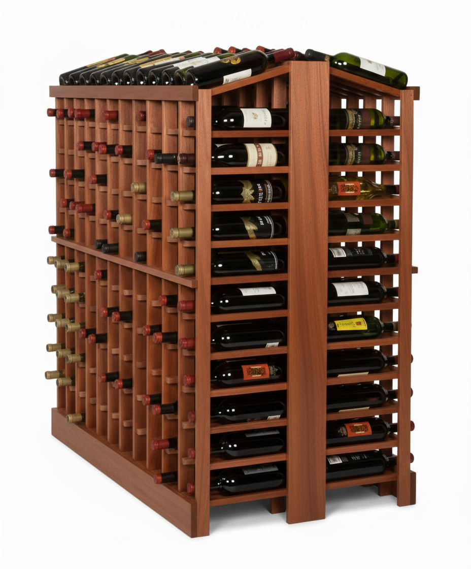 Îlot autonome Retail 10 avec une seule rangée d'exposition - - Casier à vin en bois premium