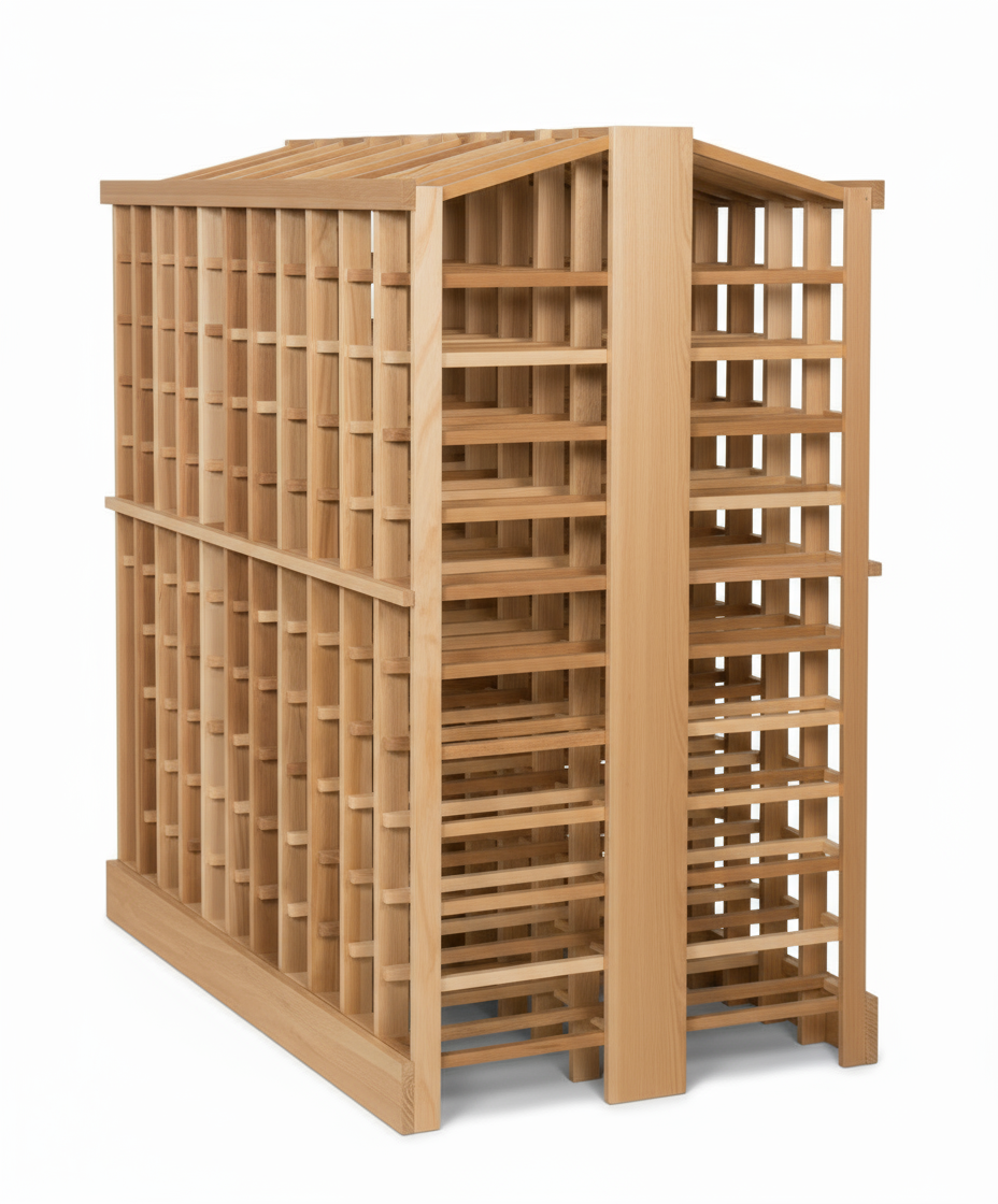Îlot autonome Retail 10 avec une seule rangée d'exposition - - Casier à vin en bois premium