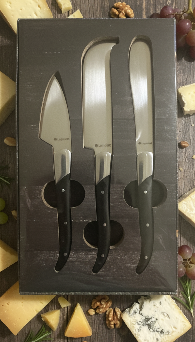 Legnoart Reggio 3-piece Knife Cheese Set with Light Wood Handle
