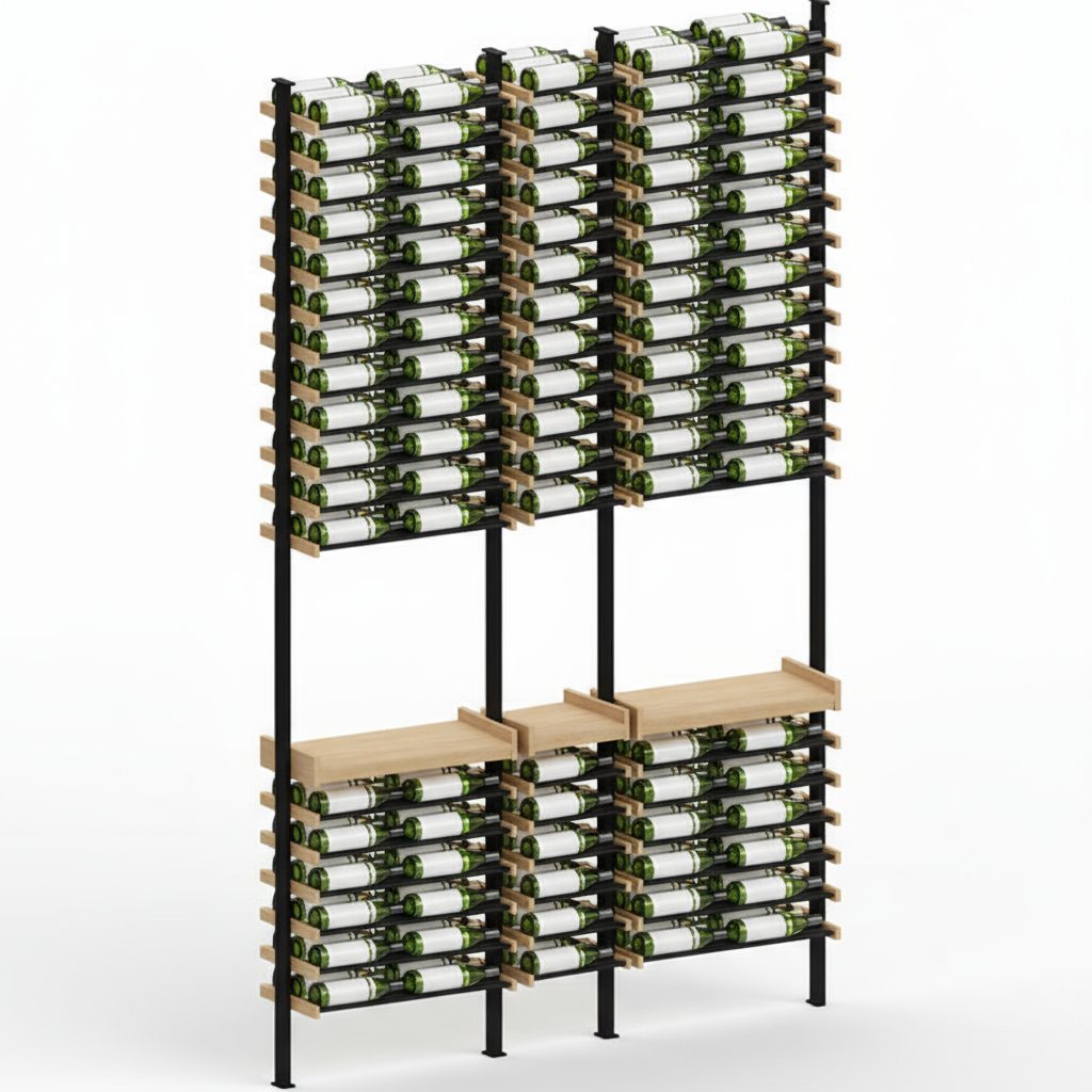 Premier Cru Wine Racks Premier Cru Modern - Savour - Double Single Double (73 1/4" Wide) - 3 Bottles Deep