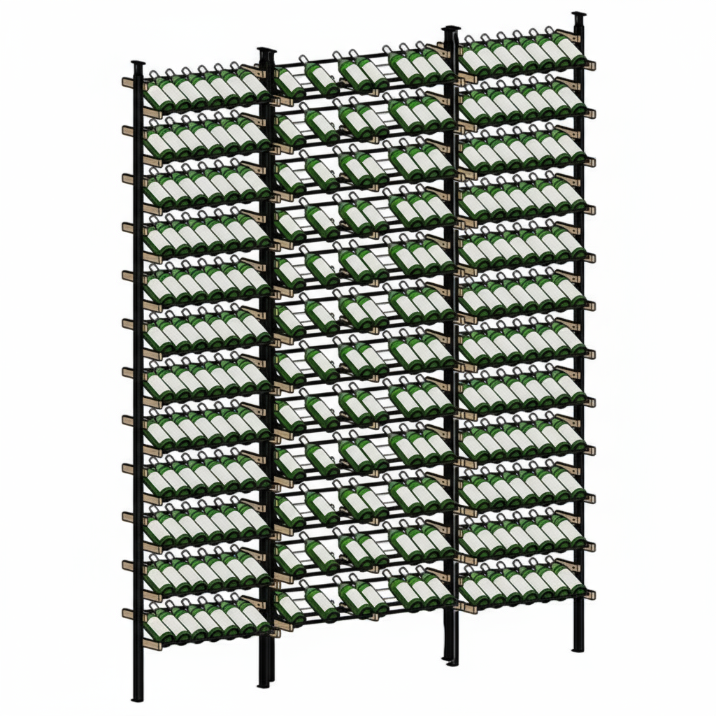 Premier Cru Wine Racks Premier Cru Modern - Display - Double Triple Double (97 1/4" Wide) - 1 Bottle Deep