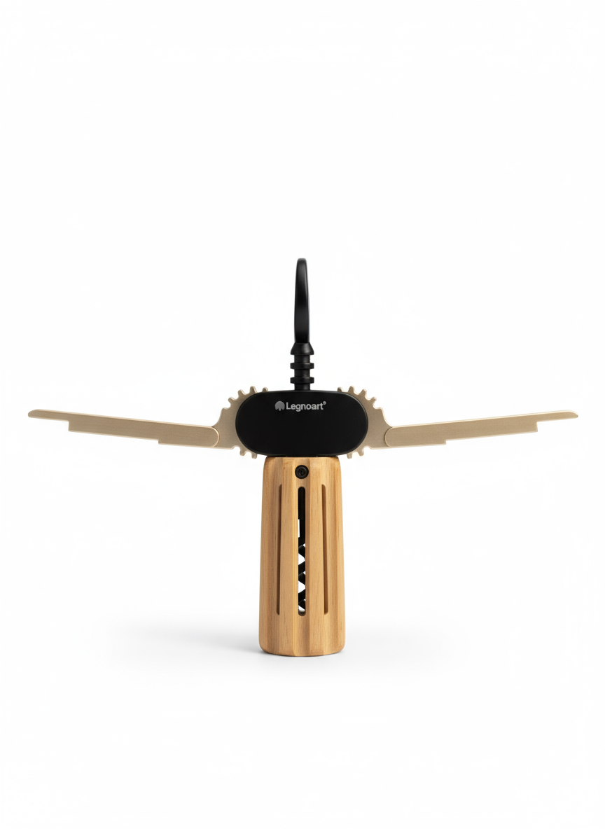 Legnoart Lugana Winged Corkscrew with Black Metal Body and Carved Oak