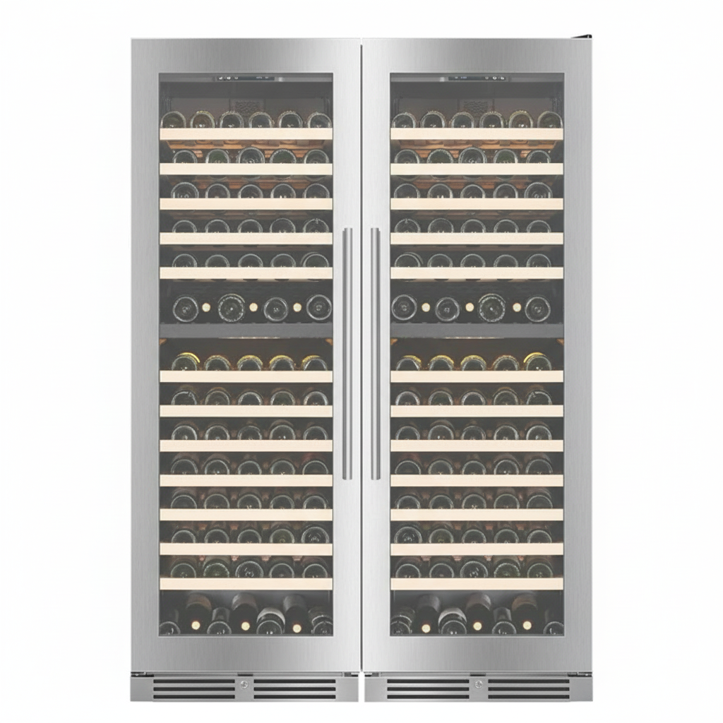 Vantaggio Wine Cellars V164 Dual Zone Wine Stainless Steel Cabinet Doppio