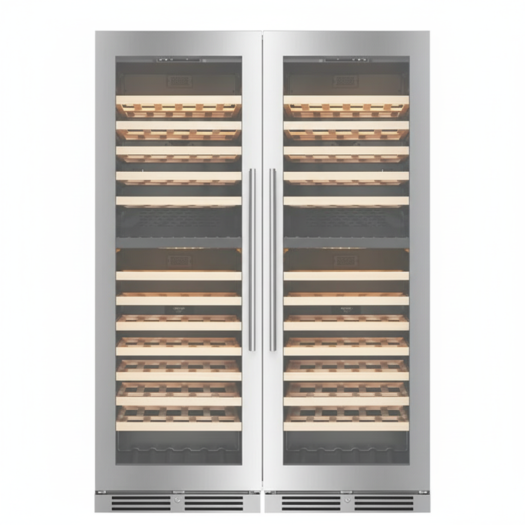 Vantaggio Wine Cellars V164 Dual Zone Wine Stainless Steel Cabinet Doppio